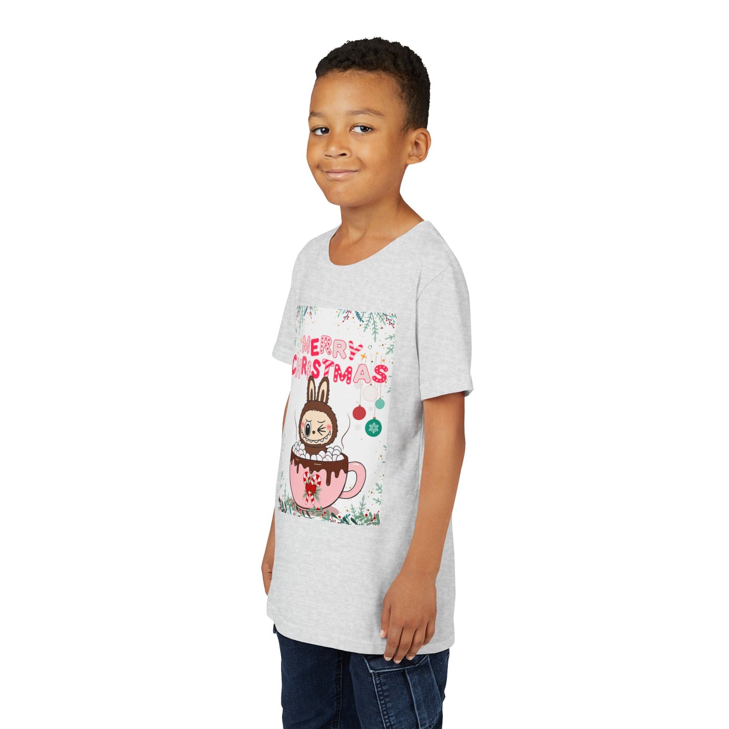 Christmas Bunny Youth Tee, Merry Christmas Shirt, Cute Holiday T-Shirt, Kids Christmas Apparel, Festive Youth Shirt