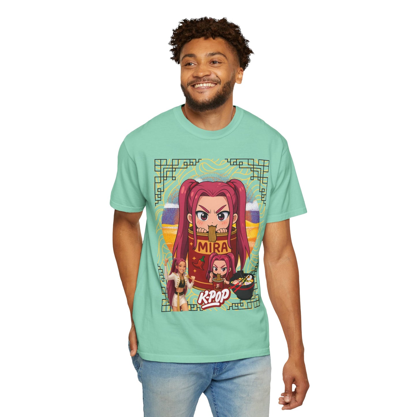 K-Pop Inspired Garment-Dyed T-Shirt, Trendy Streetwear, Anime Fan Apparel, Casual Wear, Gifts for Music Lovers