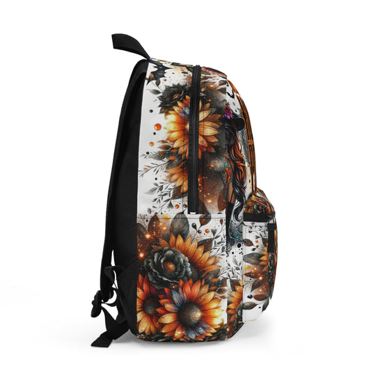 Fall-Themed Hocus Pocus Backpack, Boho Floral Book Bag, Halloween Tote, Sunflower Style Rucksack, Witchy School Supply