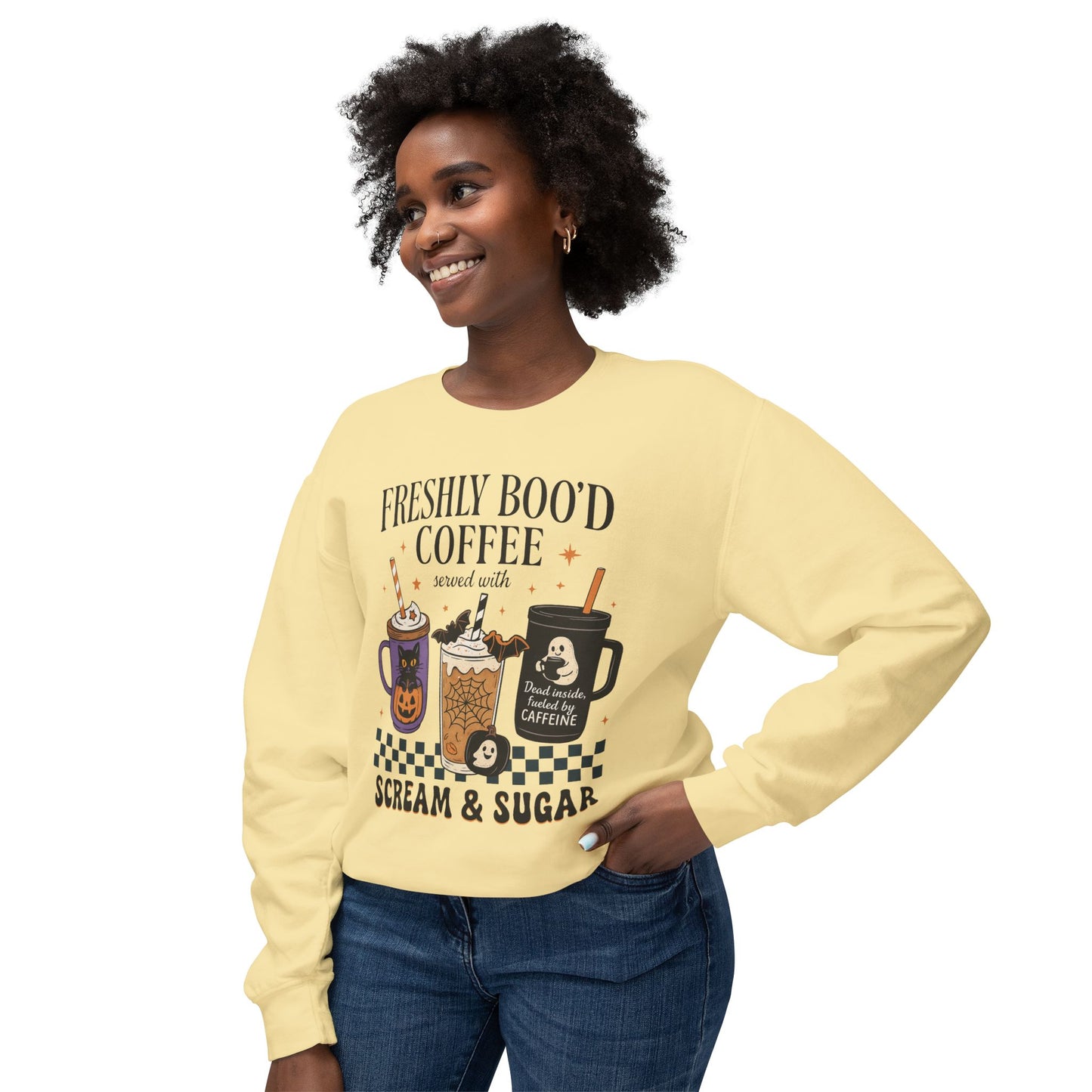 Halloween Coffee Sweatshirt, Unisex Halloween Crewneck, Scream & Sugar Sweater, Gift for Coffee Lovers, Fall Fashion