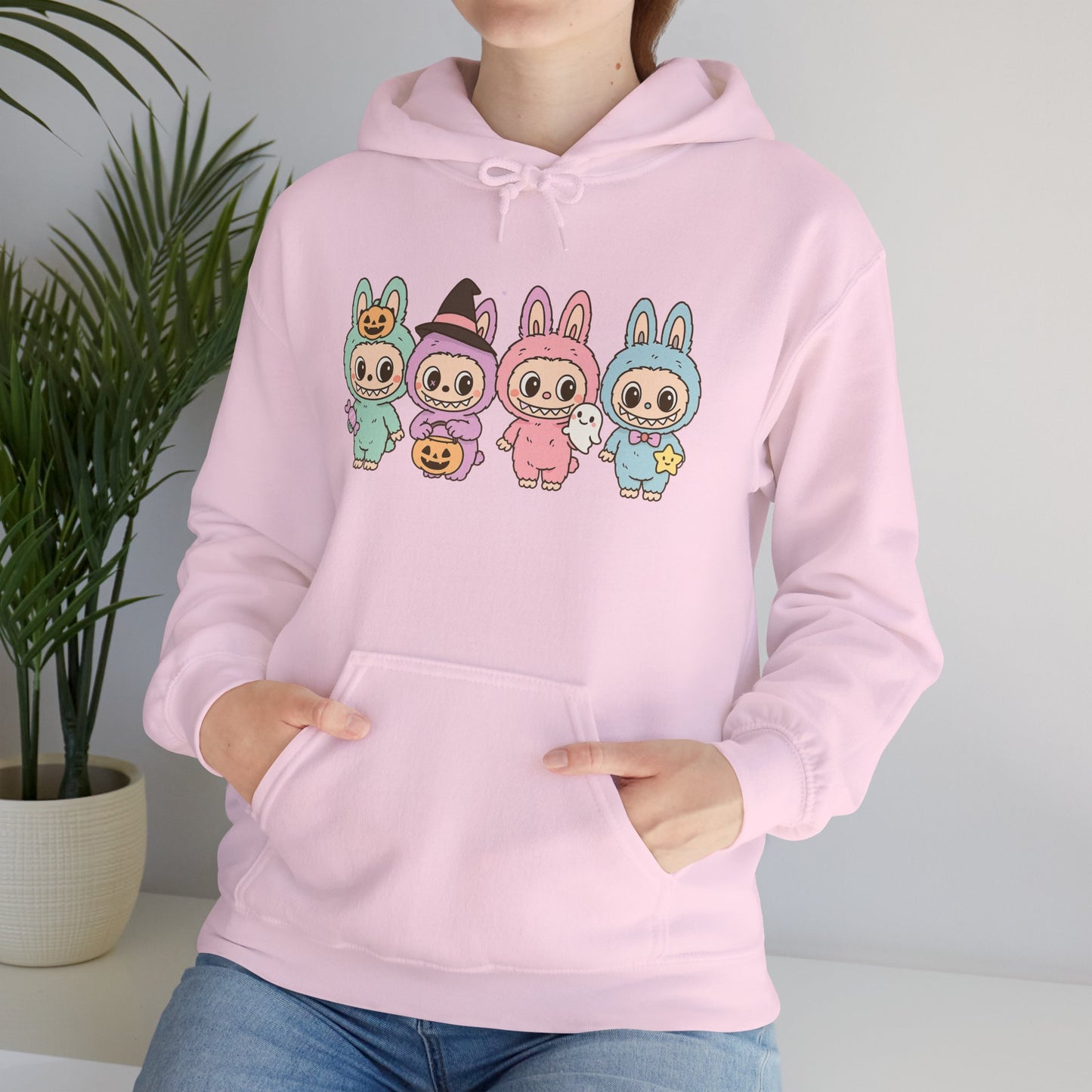 Cute Bunny-Themed Unisex Hoodie, Cozy Animal Sweatshirt for Halloween, Gift for Animal Lovers, Casual Cute Apparel, Funny Graphic Sweatshirt