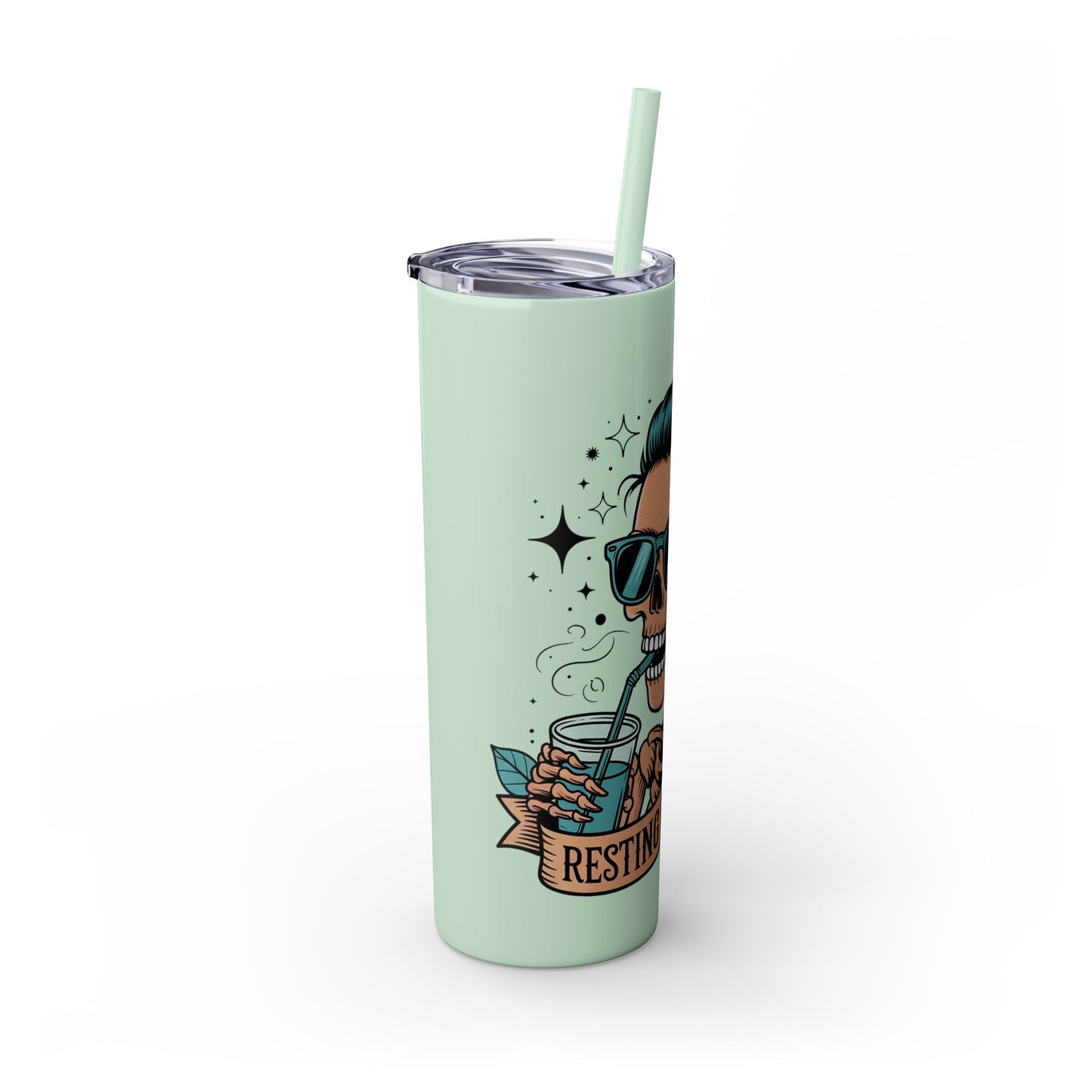 Funny Skull Mom Tumbler, Cool Gift for Moms, 20oz Skinny Cup, Unique Birthday Present, Trendy Drinkware for Halloween