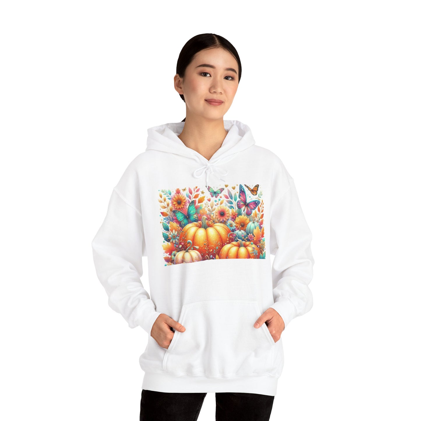 Autumn Floral Pumpkin Hoodie, Cozy Fall Sweatshirt, Nature Lover Gift, Halloween Attire, Harvest Fashion, Seasonal Style