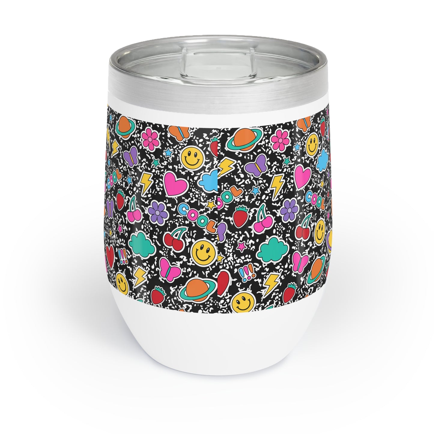 Chill Wine Tumbler, Fun Vibe Wine Cup, Colorful Travel Tumbler, Gift for Wine Lovers, Summer Picnic Essential