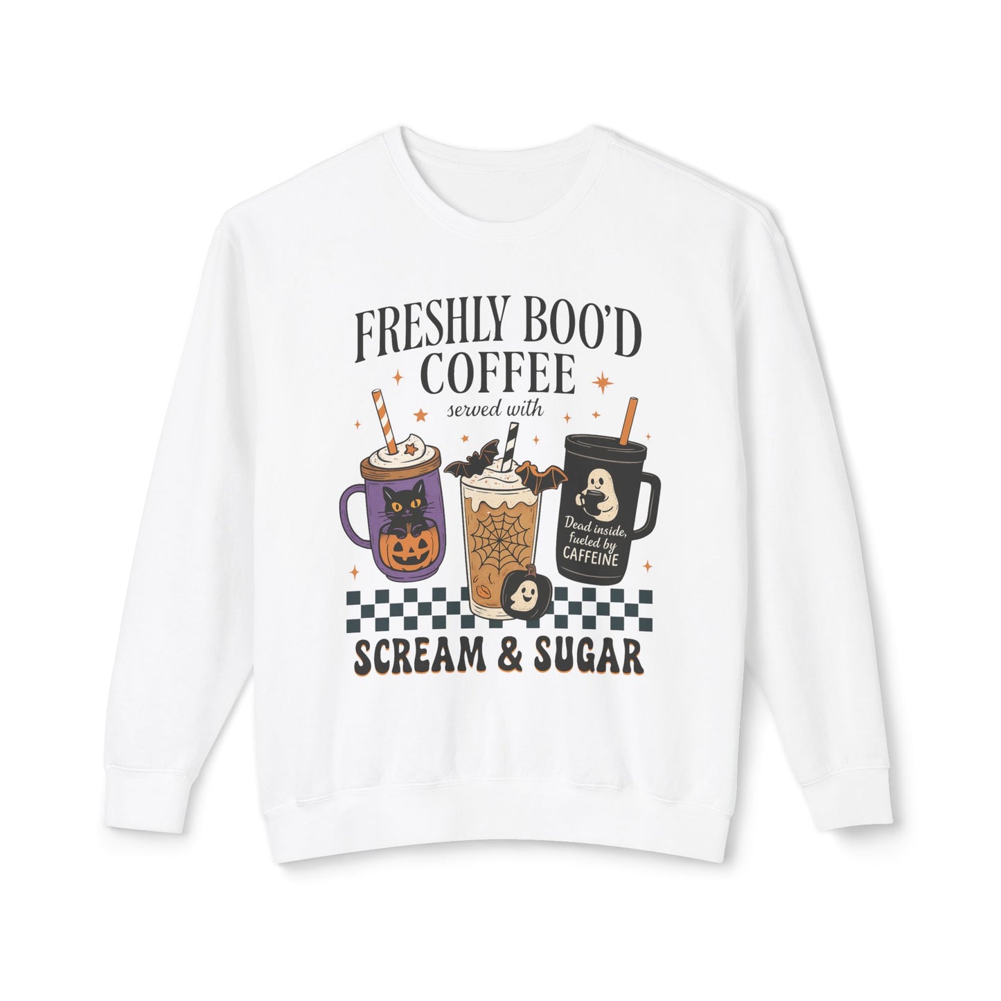 Halloween Coffee Sweatshirt, Unisex Halloween Crewneck, Scream & Sugar Sweater, Gift for Coffee Lovers, Fall Fashion
