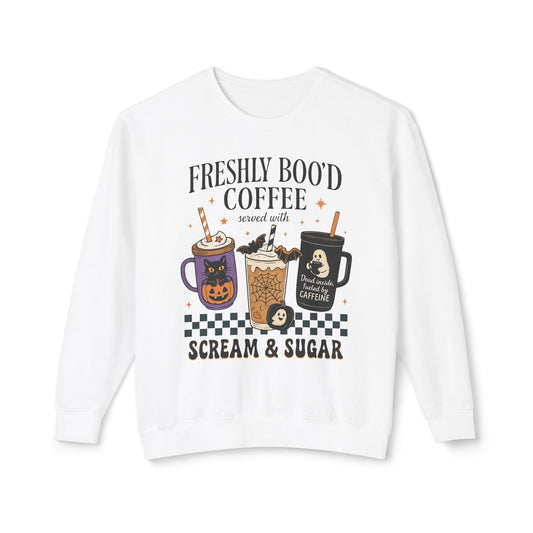 Halloween Coffee Sweatshirt, Unisex Halloween Crewneck, Scream & Sugar Sweater, Gift for Coffee Lovers, Fall Fashion