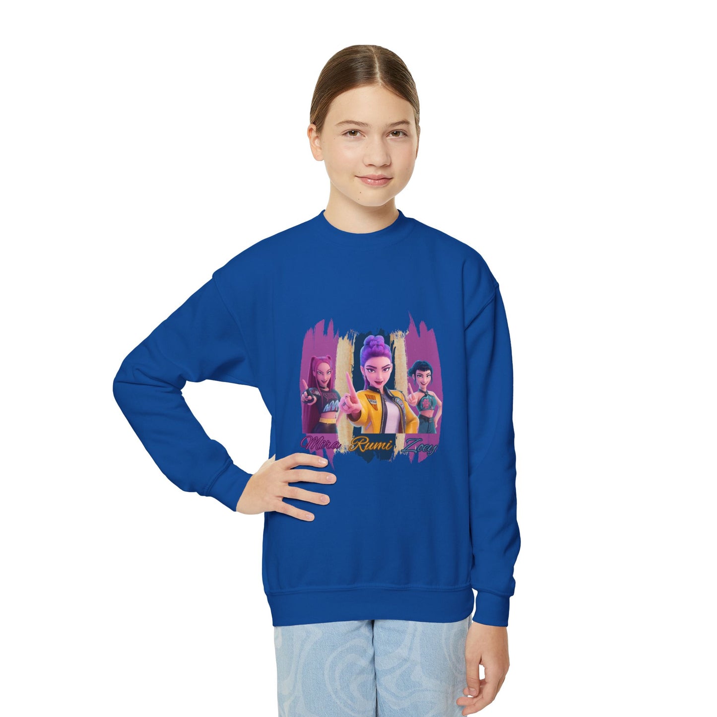 Vibrant Youth Crewneck Sweatshirt with Colorful Designs, Cozy Pullover for Kids, Unisex Sweatshirt, Great for Gifts, Cool Streetwear