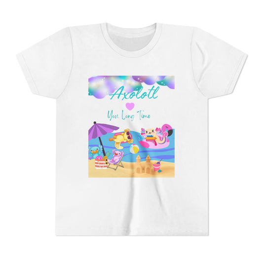 Youth Summer Fun Tee - Axolotl Love, Cute Beach Shirt, Kids Adventure T-Shirt, Summer Party Outfit, Birthday Gift, Vacation Apparel