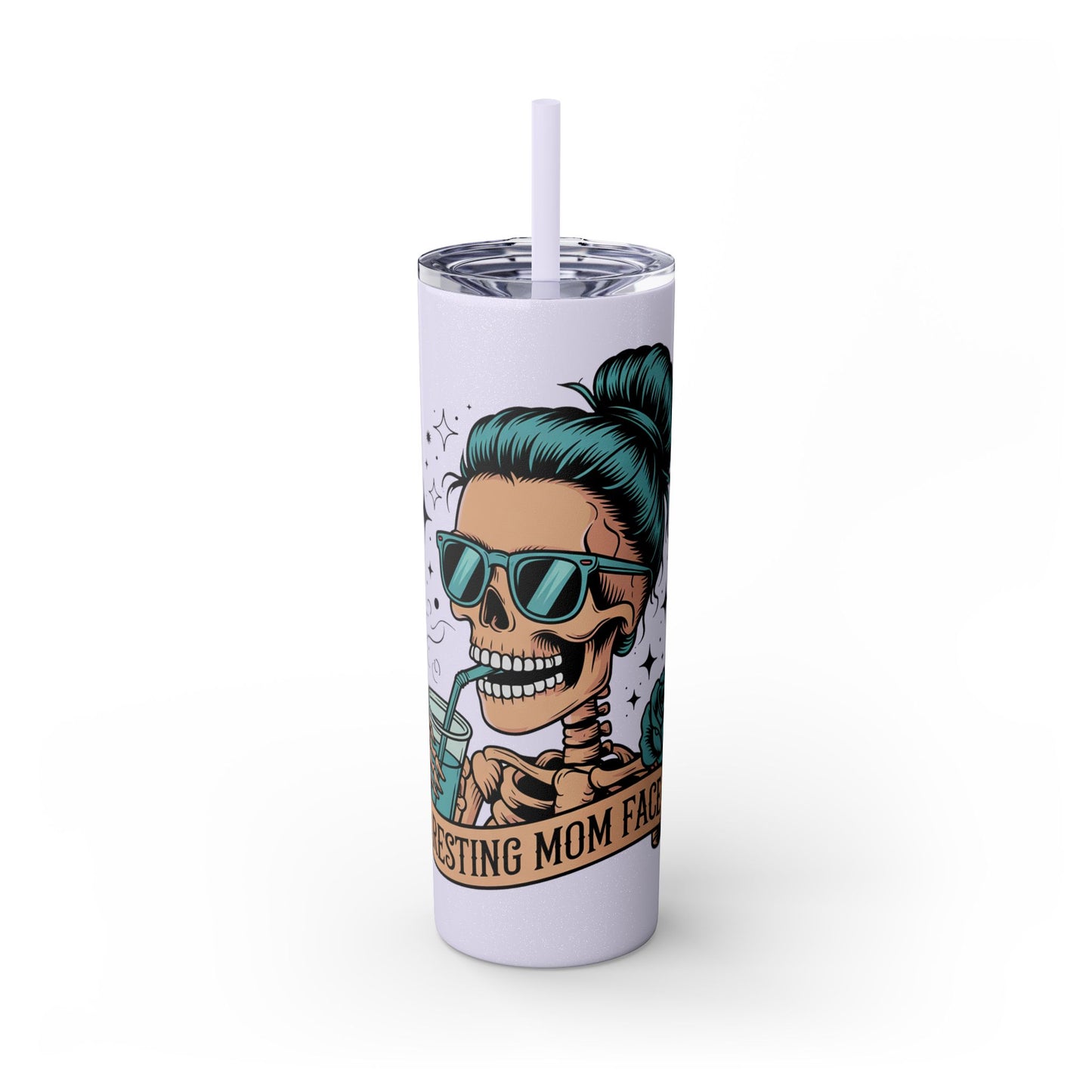 Funny Skull Mom Tumbler, Cool Gift for Moms, 20oz Skinny Cup, Unique Birthday Present, Trendy Drinkware for Halloween