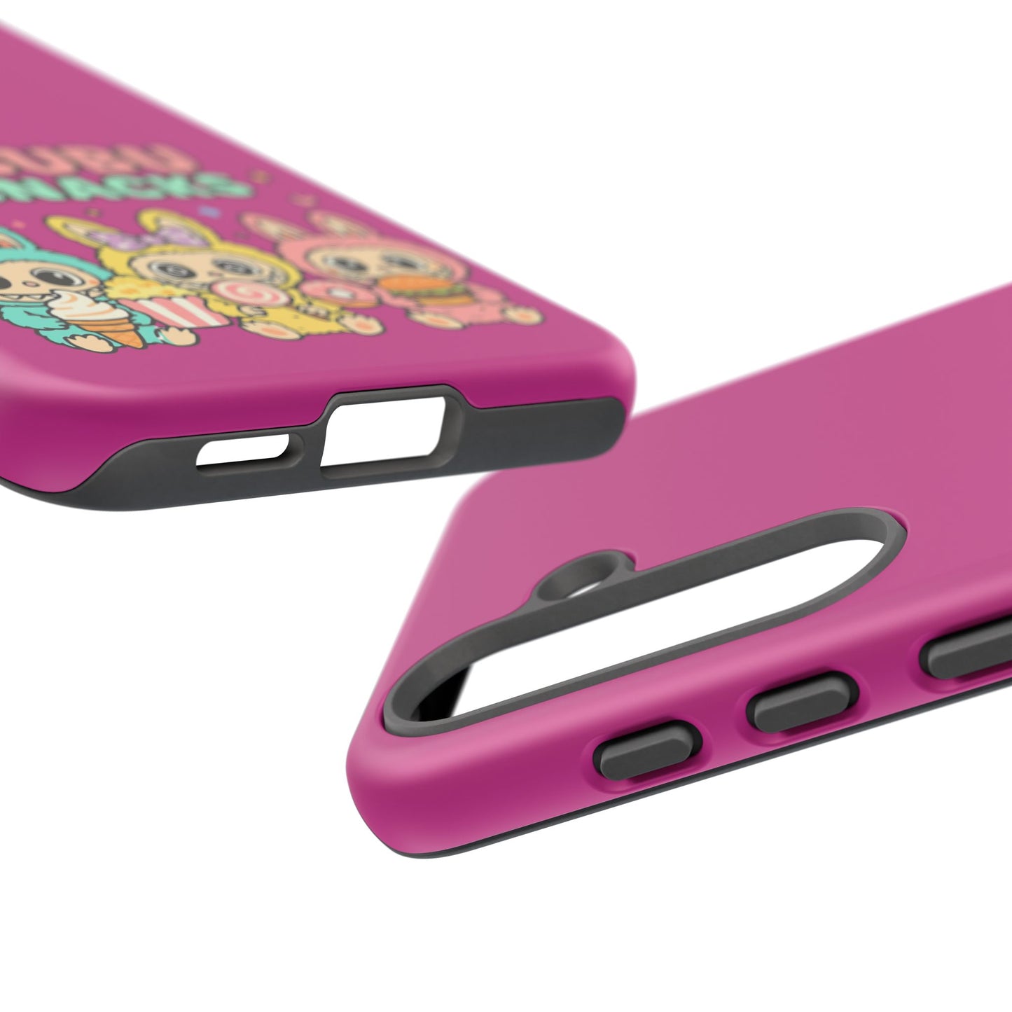 Cute Character Phone Case - Labubus & Snacks, Kawaii Accessories, Gift for Food Lovers, Fun Phone Cover, Cute Tech Gear