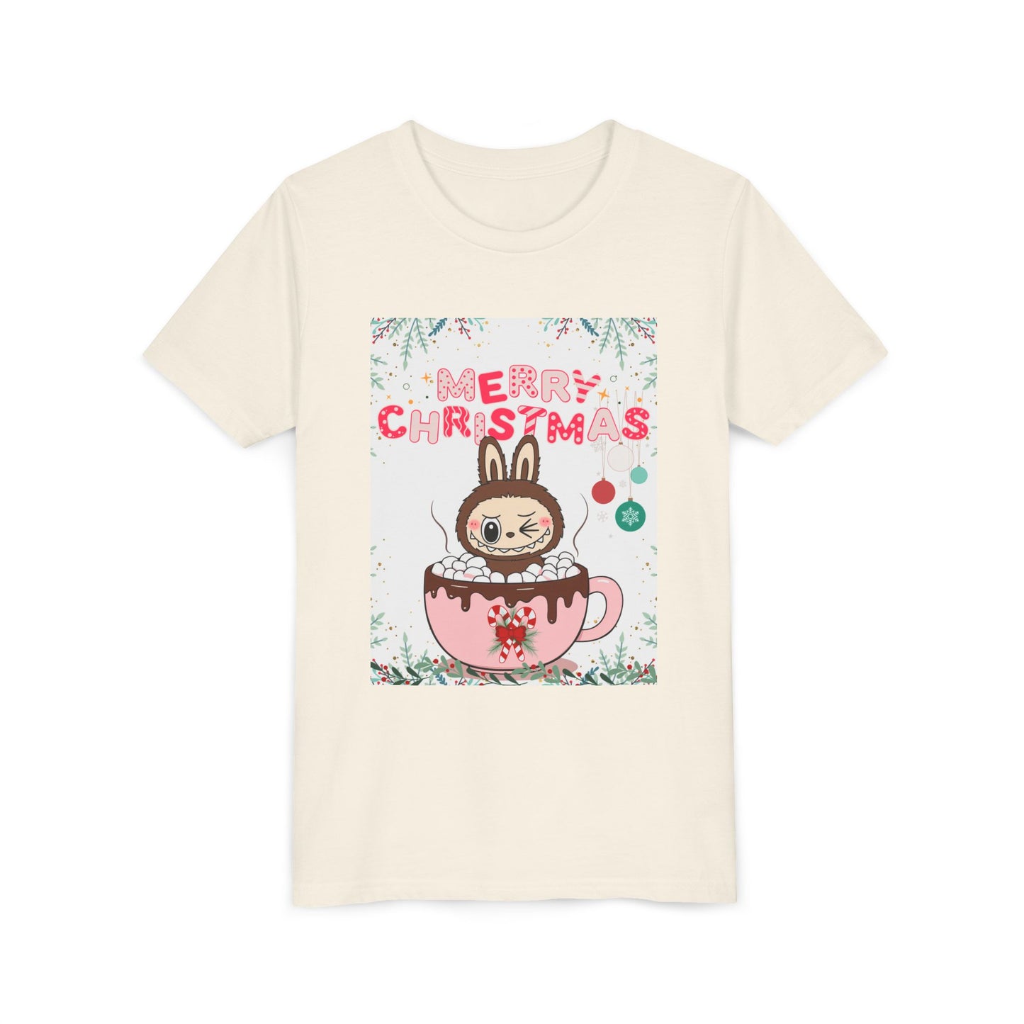 Christmas Bunny Youth Tee, Merry Christmas Shirt, Cute Holiday T-Shirt, Kids Christmas Apparel, Festive Youth Shirt
