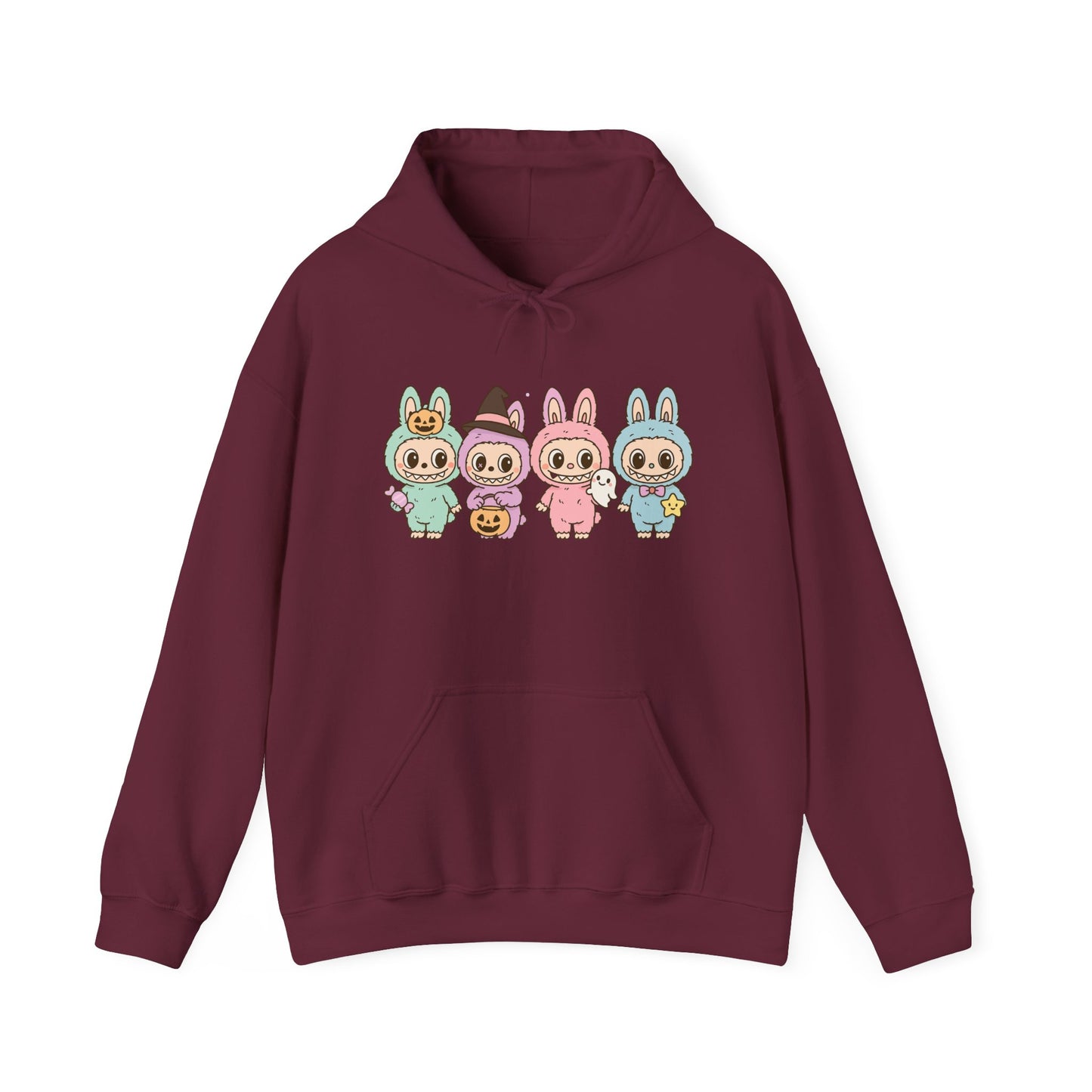 Cute Bunny-Themed Unisex Hoodie, Cozy Animal Sweatshirt for Halloween, Gift for Animal Lovers, Casual Cute Apparel, Funny Graphic Sweatshirt