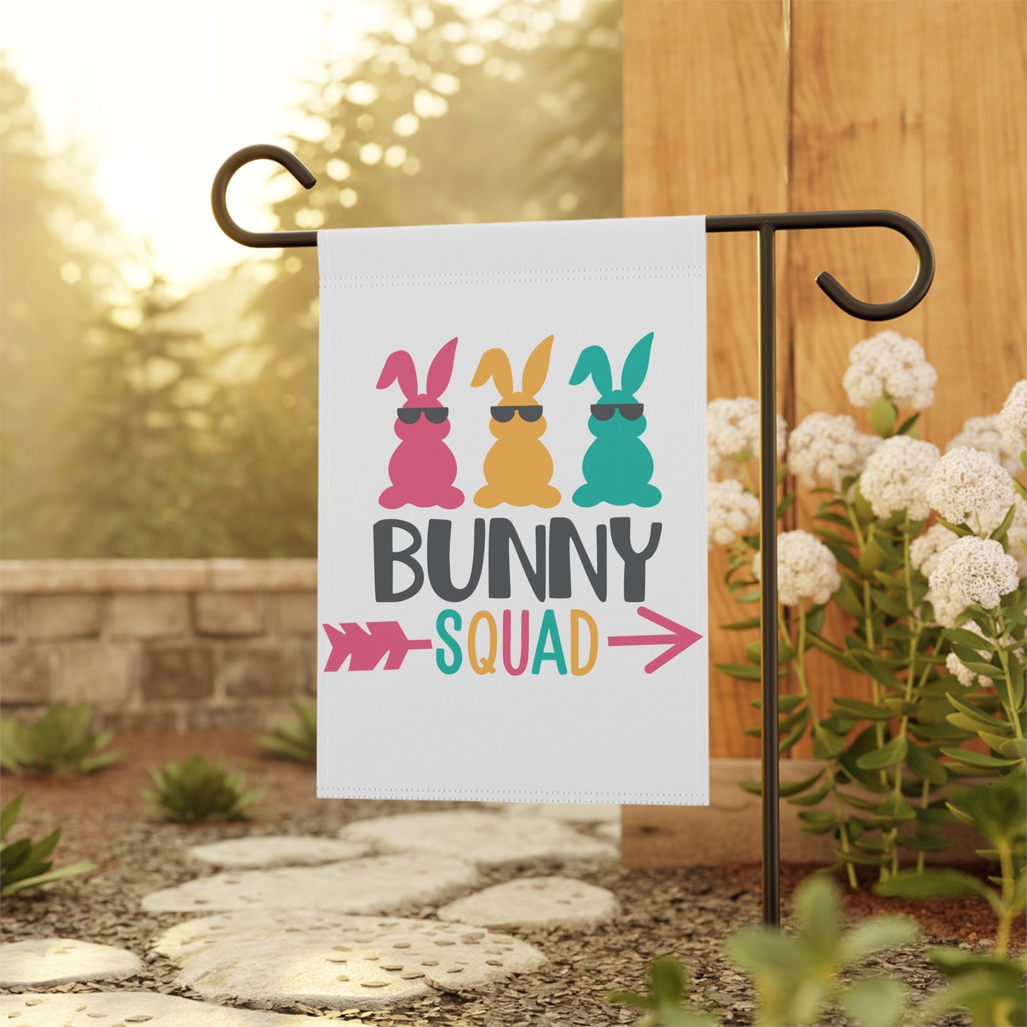Bunny Squad Garden Banner, Funny Spring Decor, Easter Yard Sign, Outdoor Easter Decoration, Cute Garden Flag