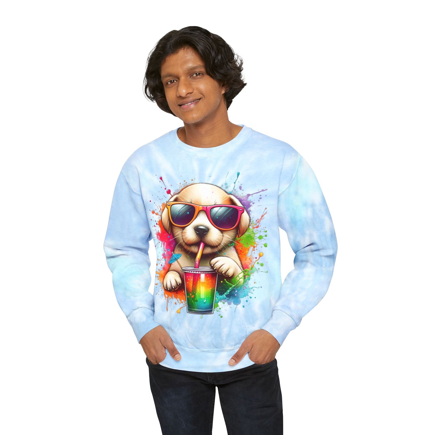 Colorful Tie-Dye Dog Lover Sweatshirt - Cozy Gift for Pet Owners, Perfect for Birthdays, Casual Outfits, Spring, Summer