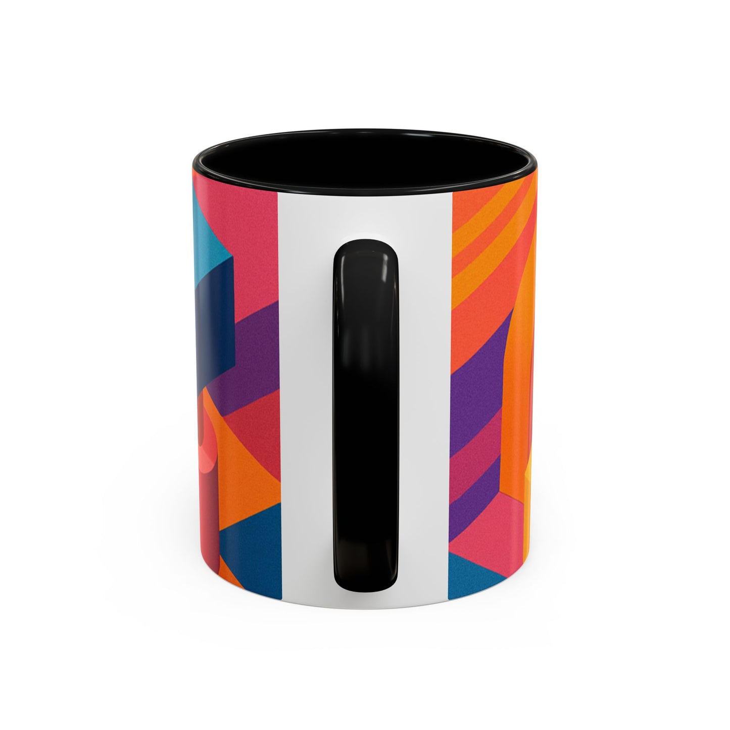 Vibrant Geometric Accent Coffee Mug, Colorful Ceramic Mug for Home or Office, Unique Gift for Birthdays, Holidays, Art Lovers