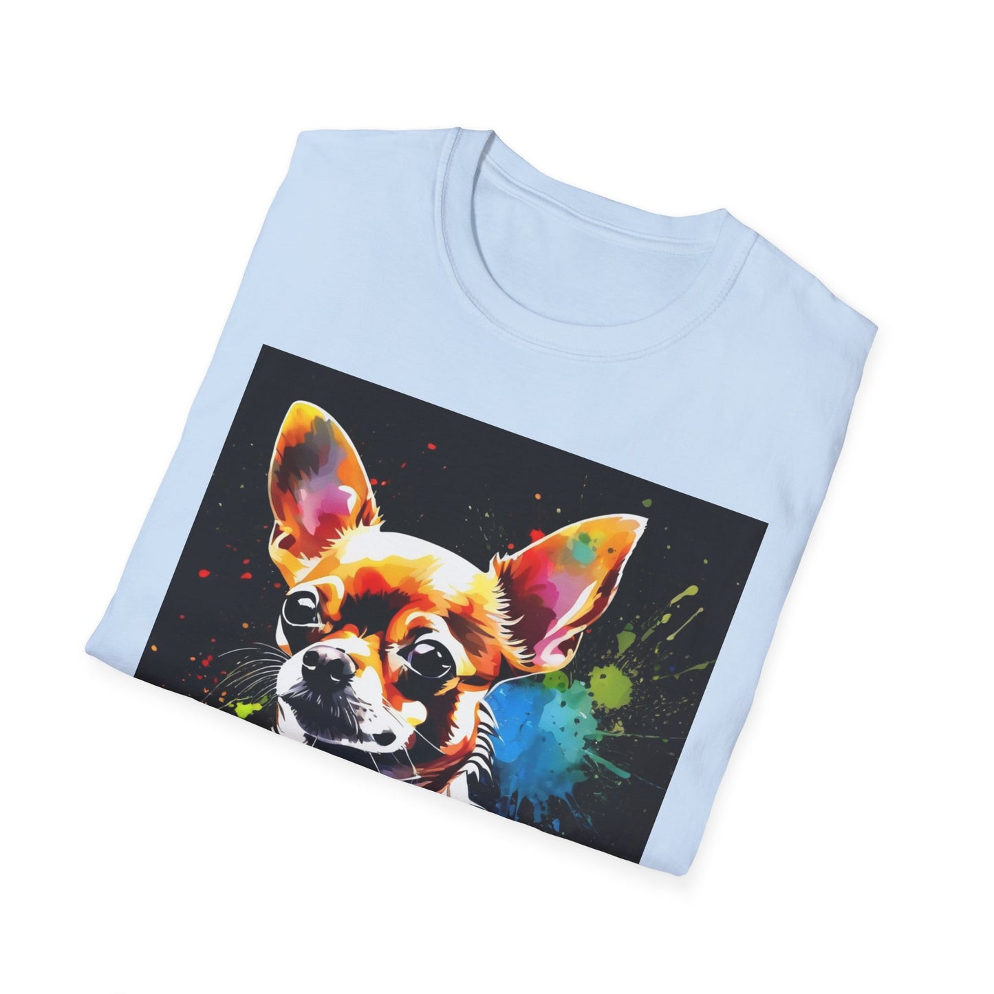 Colorful Chihuahua Art T-Shirt, Pet Lover Gift, Animal Lover Tee, Casual Wear, Unique Dog T-Shirt, Dog Mom Gift