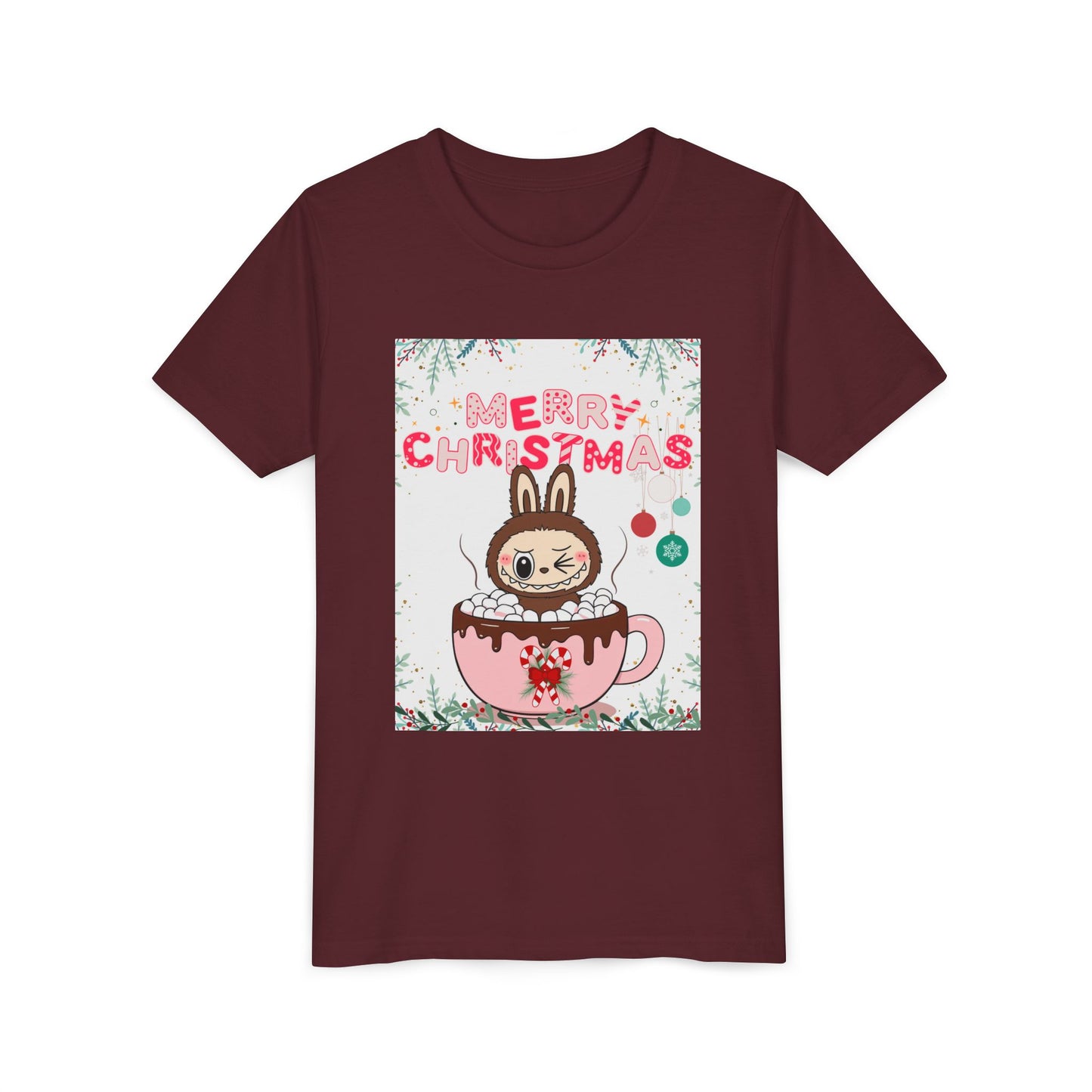 Christmas Bunny Youth Tee, Merry Christmas Shirt, Cute Holiday T-Shirt, Kids Christmas Apparel, Festive Youth Shirt