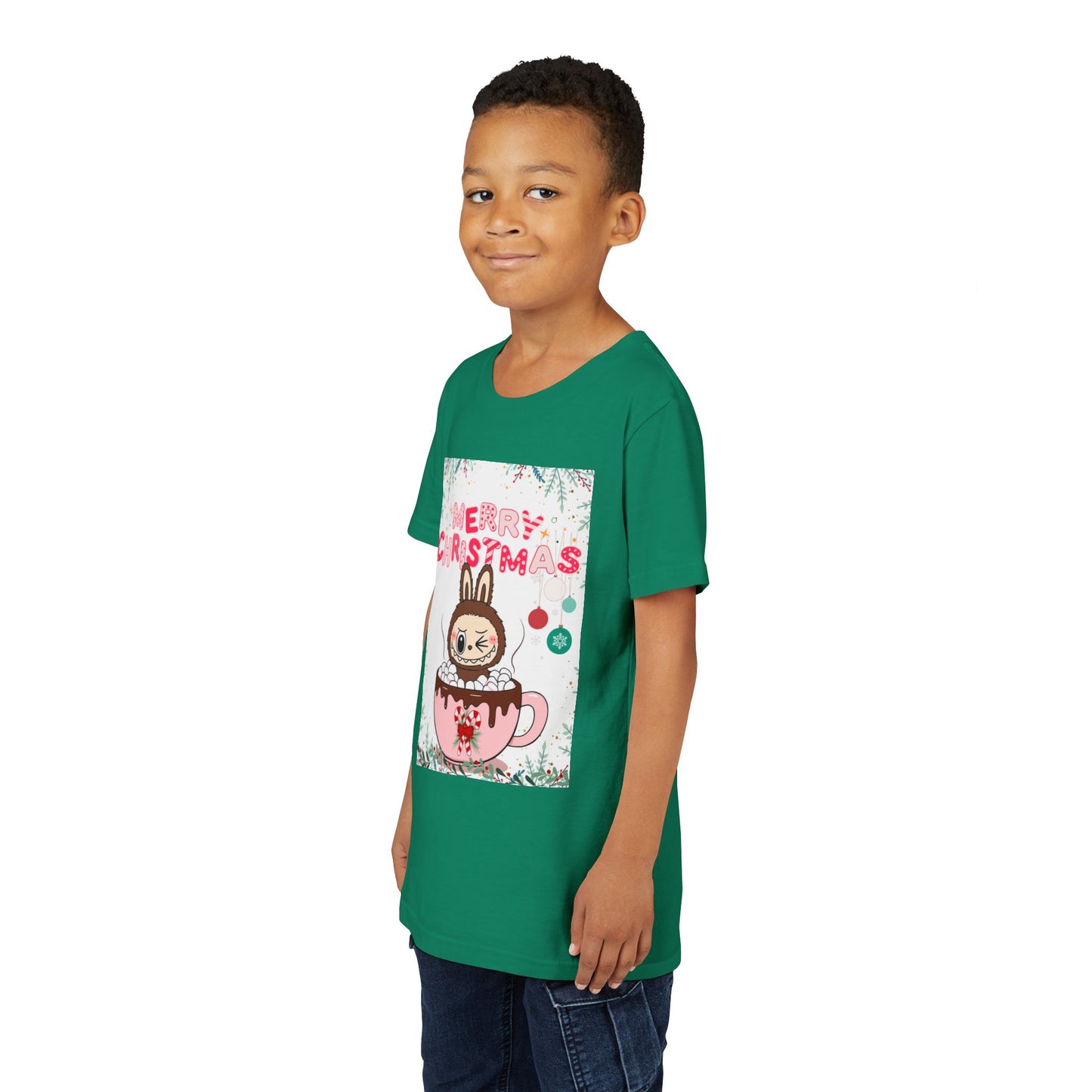 Christmas Bunny Youth Tee, Merry Christmas Shirt, Cute Holiday T-Shirt, Kids Christmas Apparel, Festive Youth Shirt