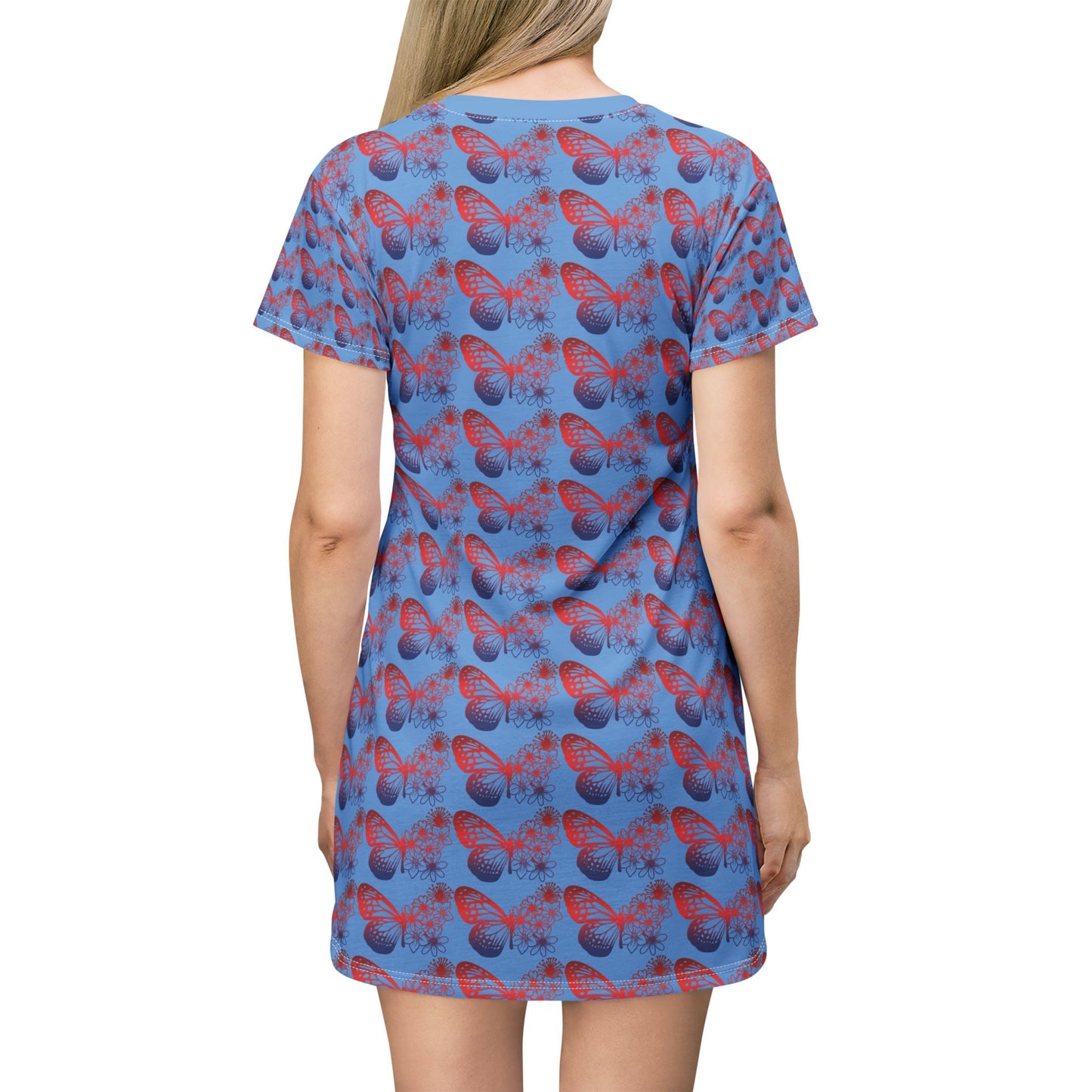 Whimsical Butterfly Print T-Shirt Dress - Casual Wear, Summer Dress, Gift for Her, Beach Outfit, Vacation Fashion