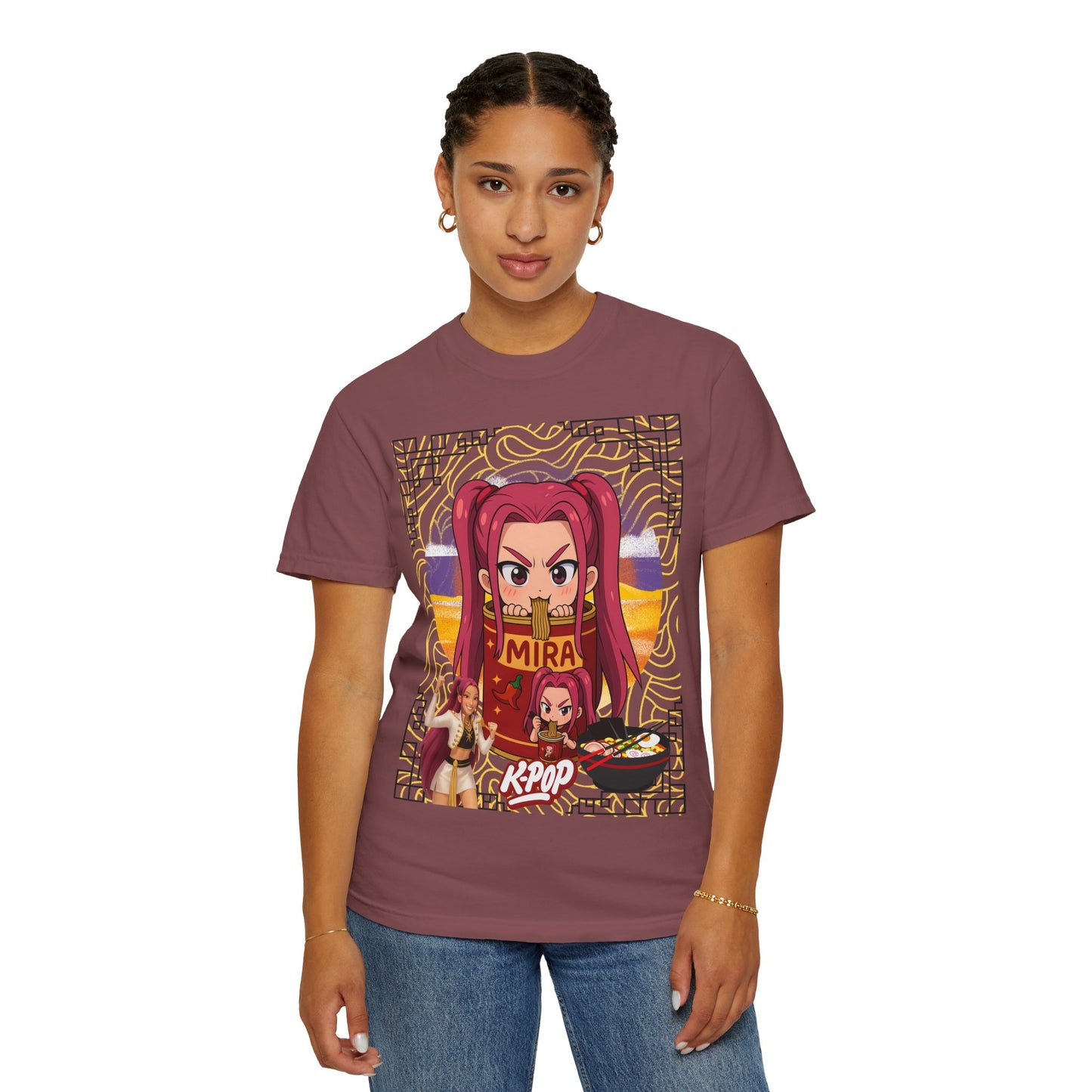 K-Pop Inspired Garment-Dyed T-Shirt, Trendy Streetwear, Anime Fan Apparel, Casual Wear, Gifts for Music Lovers