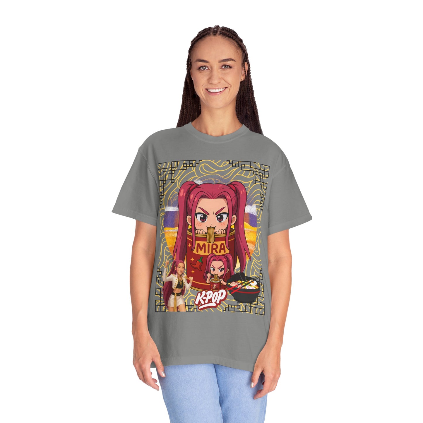 K-Pop Inspired Garment-Dyed T-Shirt, Trendy Streetwear, Anime Fan Apparel, Casual Wear, Gifts for Music Lovers