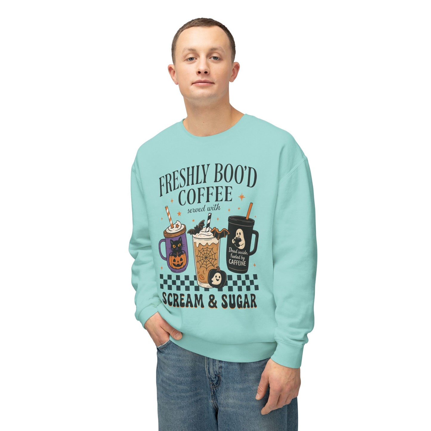 Halloween Coffee Sweatshirt, Unisex Halloween Crewneck, Scream & Sugar Sweater, Gift for Coffee Lovers, Fall Fashion