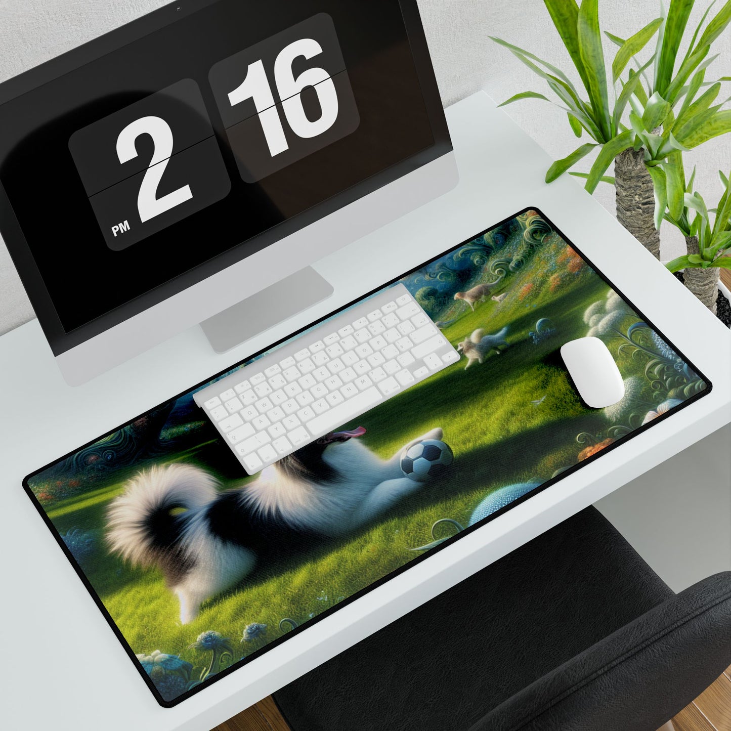 Serene Dog Desk Mats for Home Office, Pet Lover Gift, Fun Workstation Decor, Cozy Office Accessories, Animal-Themed Desk Pad