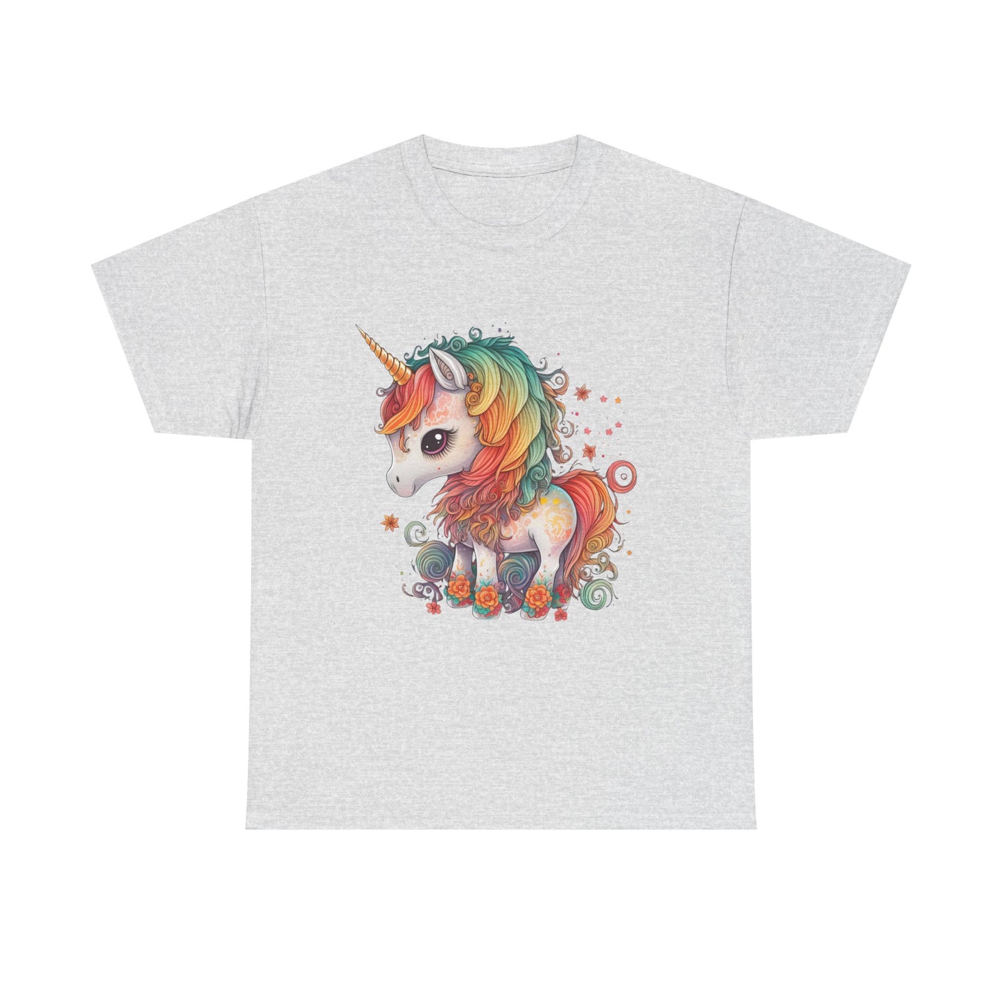 Rainbow Unicorn Unisex Heavy Cotton Tee, Cute Graphic Tee, Magical Shirt, Gift for Teens, Fun Casual Wear