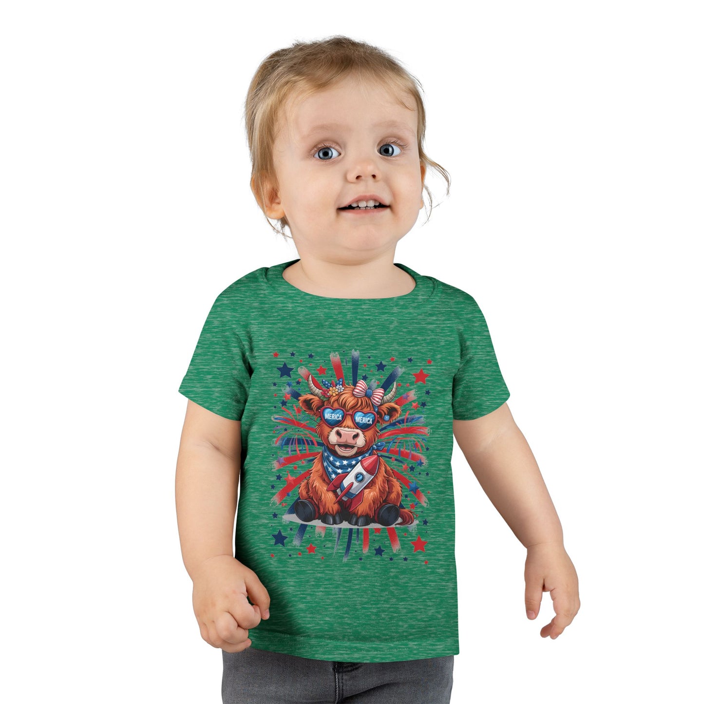 Patriotic Toddler T-Shirt with Cool Cow Design, Kids Independence Day Shirt, Baby Gift, Toddler Summer Top, Cute Animal Graphic Tee