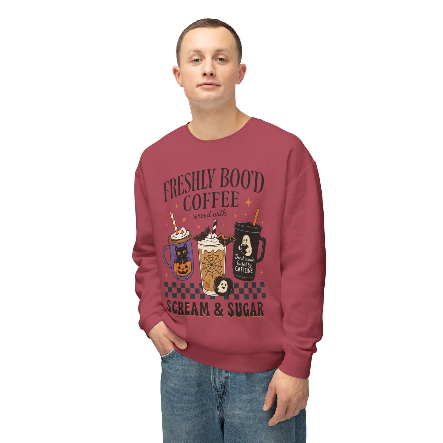 Halloween Coffee Sweatshirt, Unisex Halloween Crewneck, Scream & Sugar Sweater, Gift for Coffee Lovers, Fall Fashion