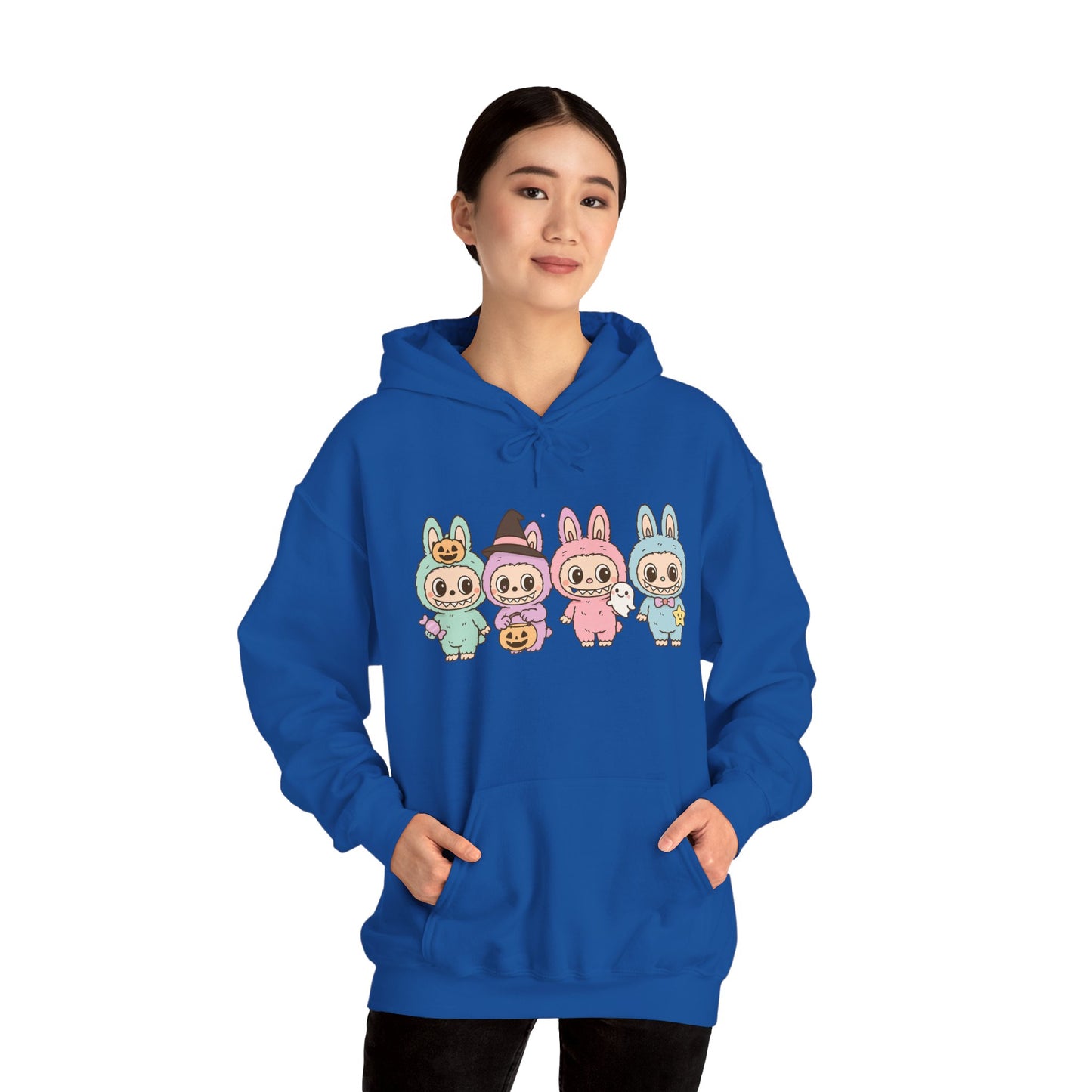 Cute Bunny-Themed Unisex Hoodie, Cozy Animal Sweatshirt for Halloween, Gift for Animal Lovers, Casual Cute Apparel, Funny Graphic Sweatshirt