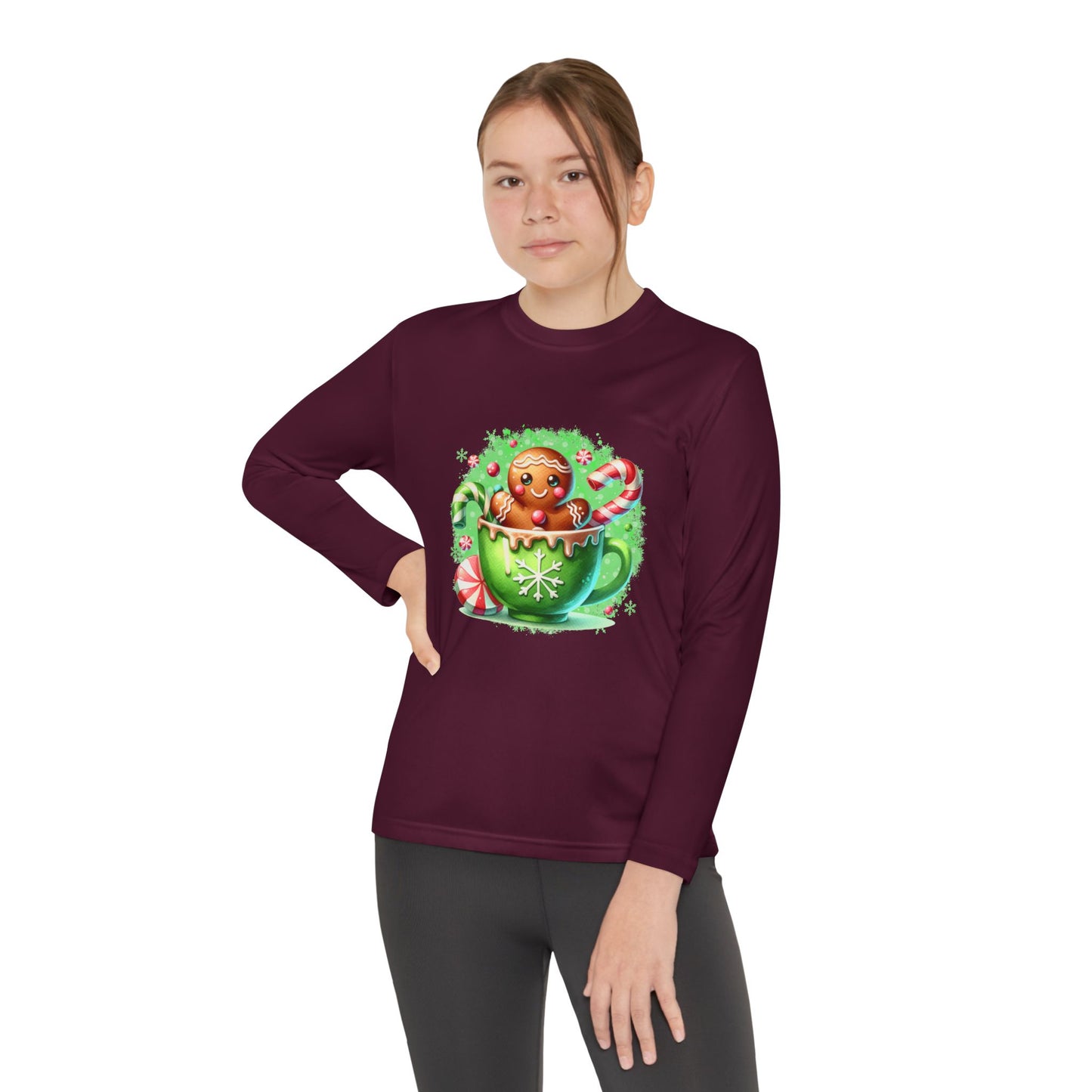 Gingerbread Holiday Long Sleeve Tee, Adorable Kids Shirt, Winter Apparel, Christmas Gift, Festive Youth Top