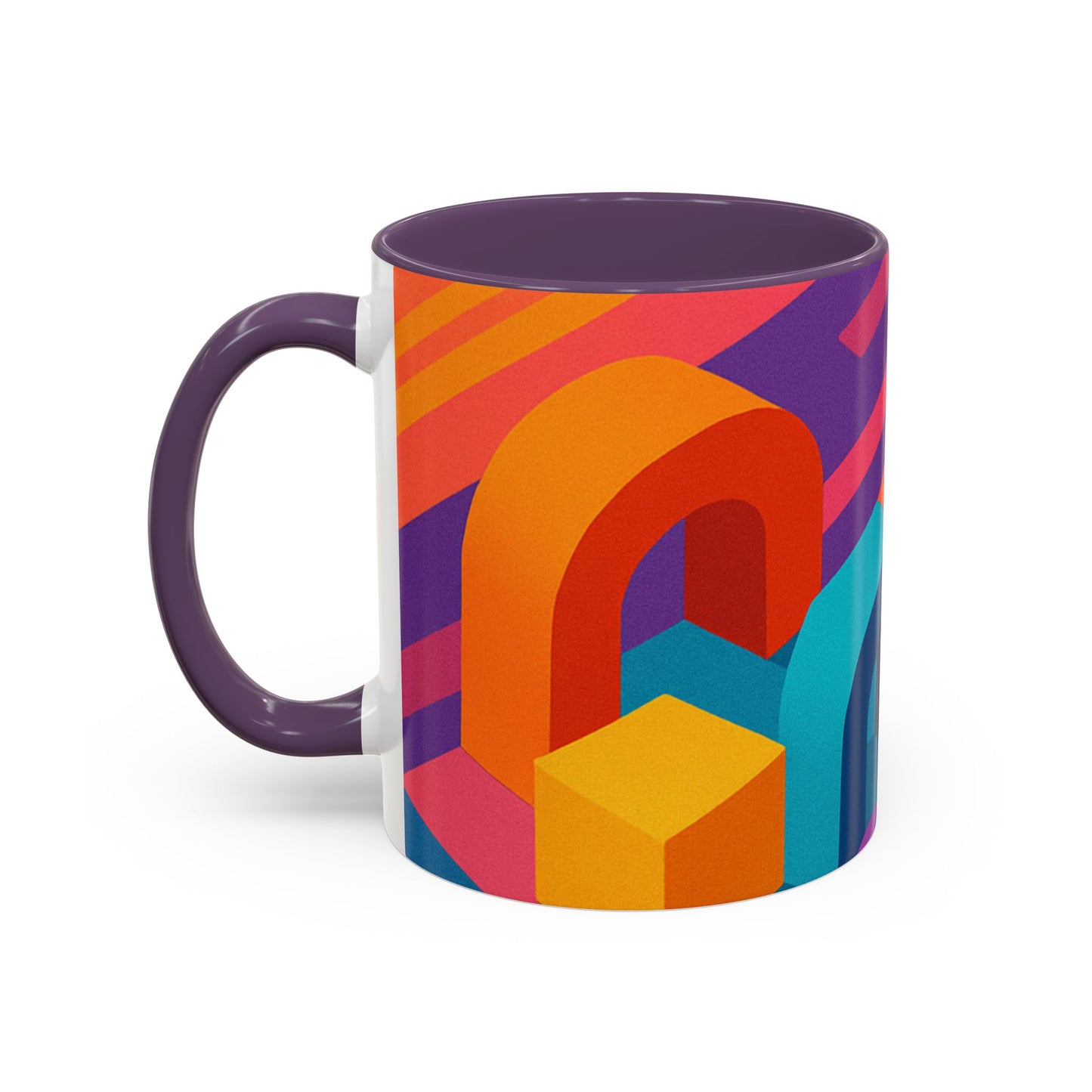 Vibrant Geometric Accent Coffee Mug, Colorful Ceramic Mug for Home or Office, Unique Gift for Birthdays, Holidays, Art Lovers
