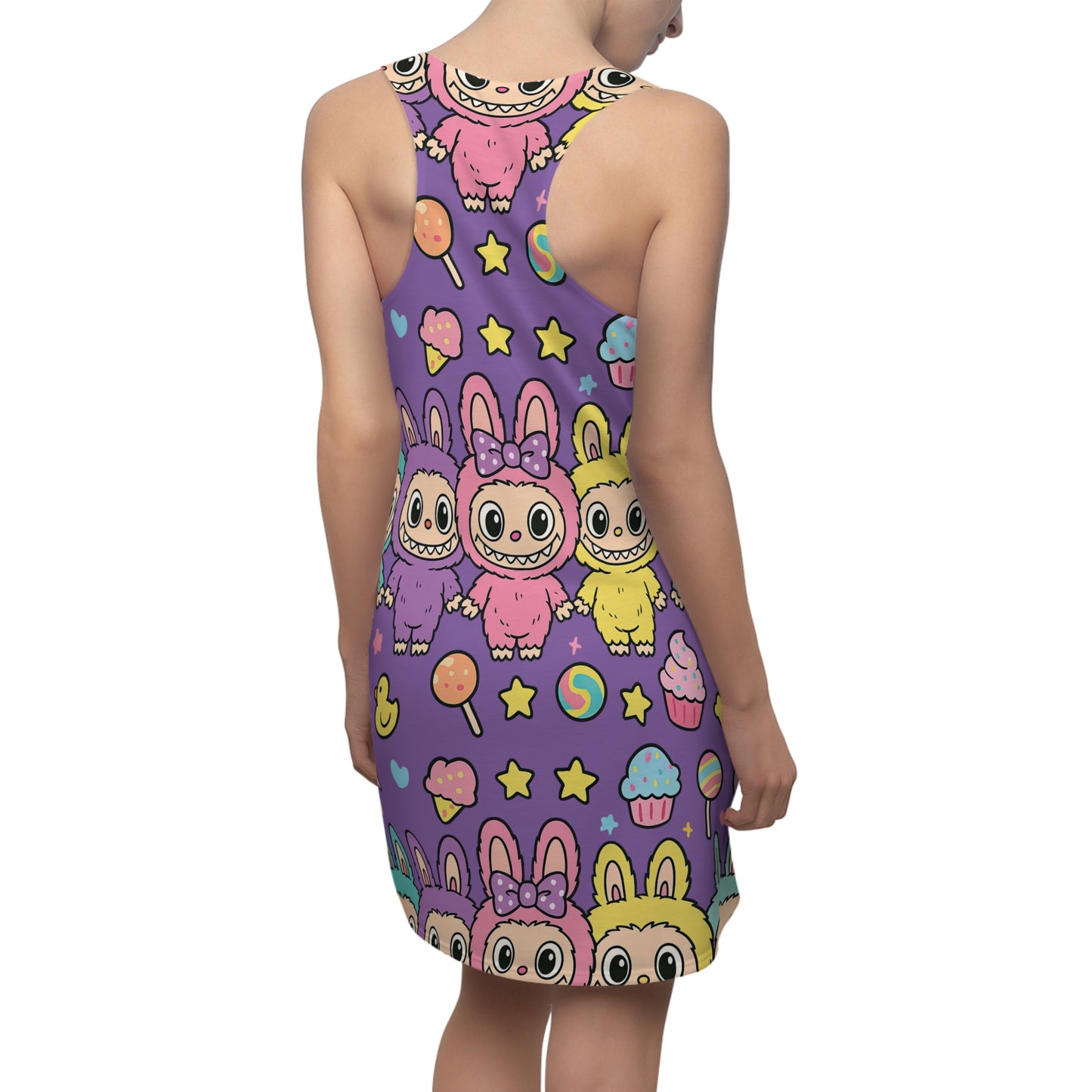 Cute Colorful Bunny Print Racerback Dress, Summer Dress, Casual Dress, Birthday Party Dress, Festival Outfit, Gift for Her