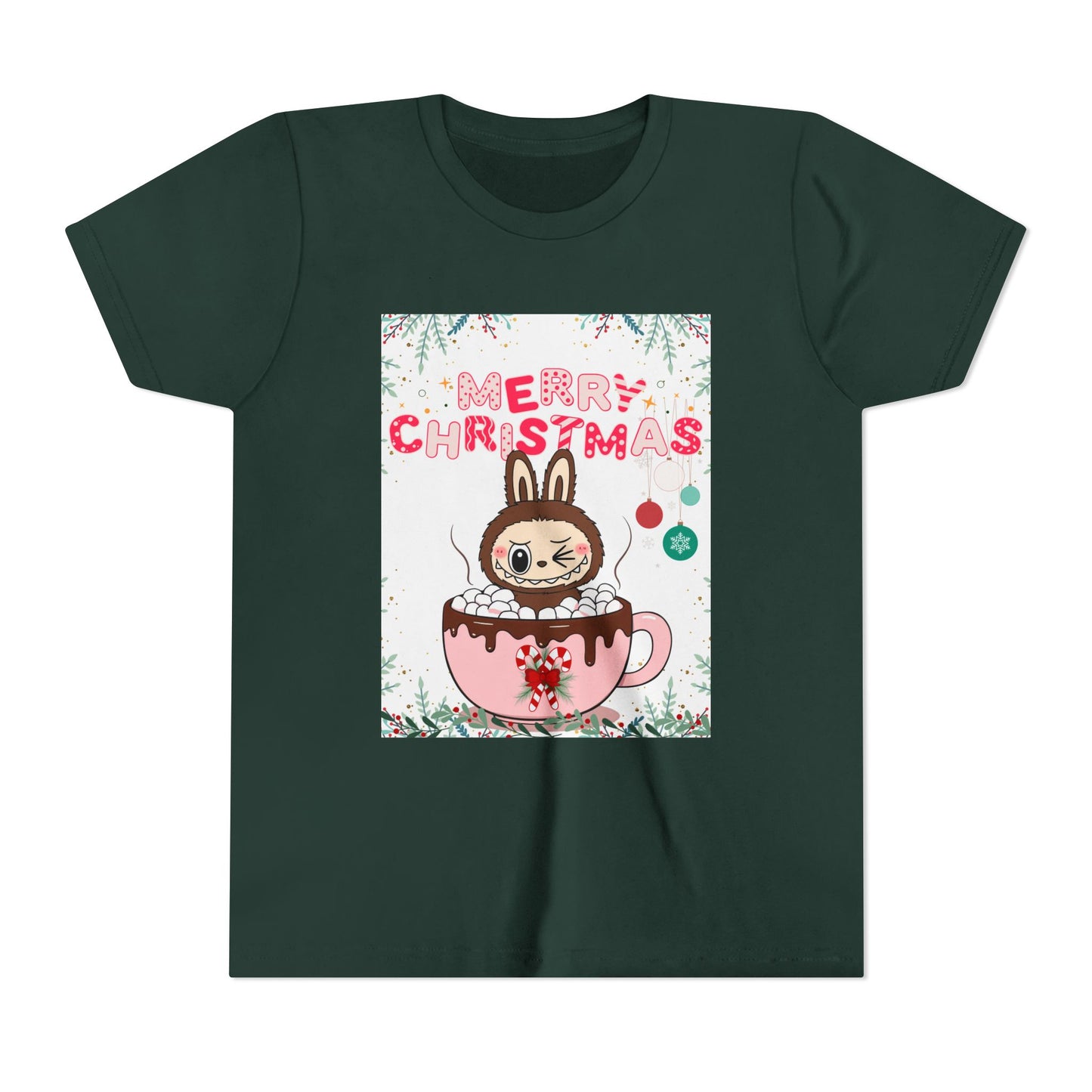 Christmas Bunny Youth Tee, Merry Christmas Shirt, Cute Holiday T-Shirt, Kids Christmas Apparel, Festive Youth Shirt