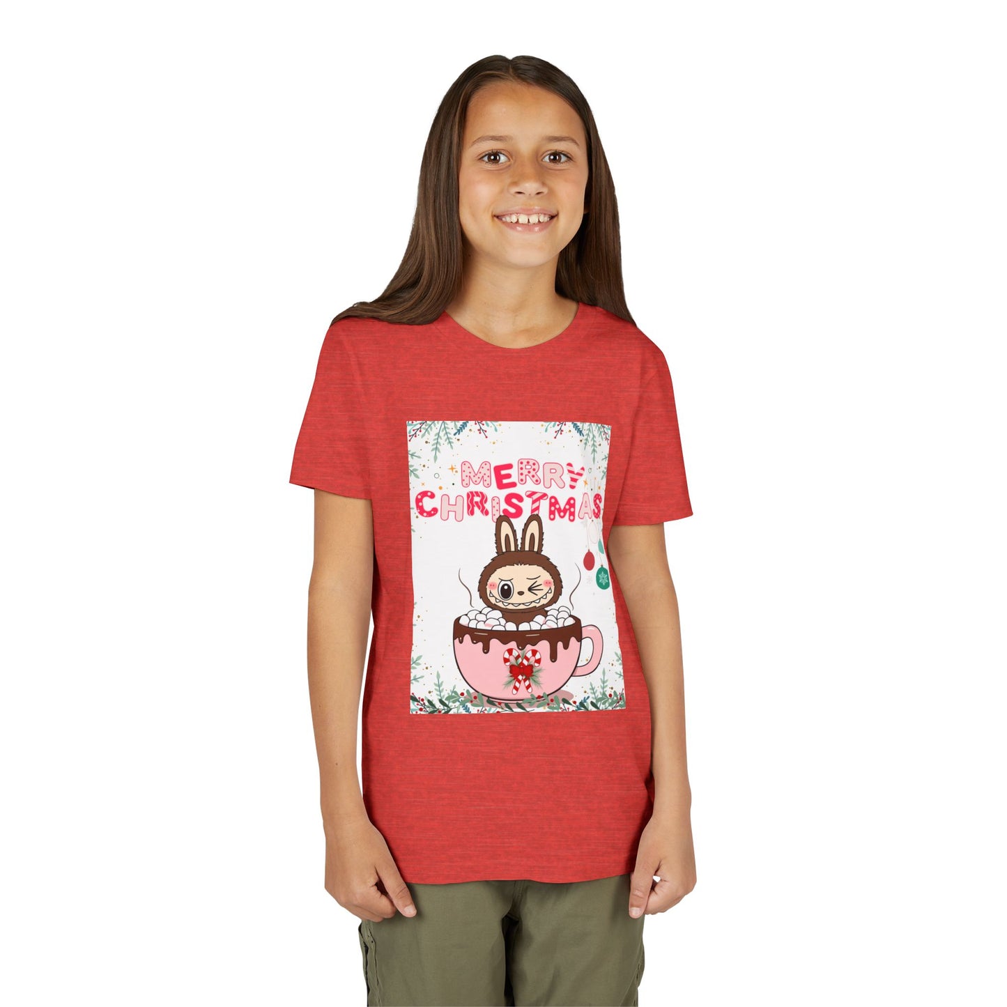 Christmas Bunny Youth Tee, Merry Christmas Shirt, Cute Holiday T-Shirt, Kids Christmas Apparel, Festive Youth Shirt