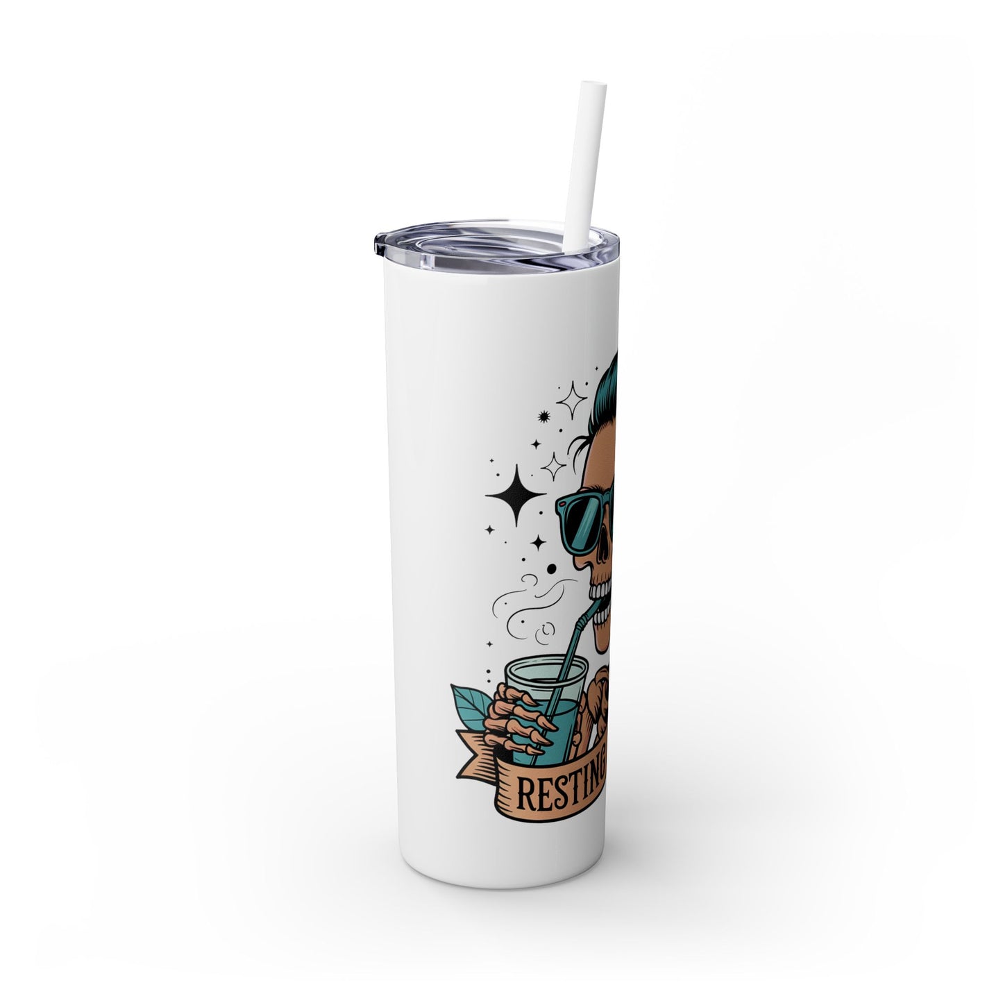 Funny Skull Mom Tumbler, Cool Gift for Moms, 20oz Skinny Cup, Unique Birthday Present, Trendy Drinkware for Halloween