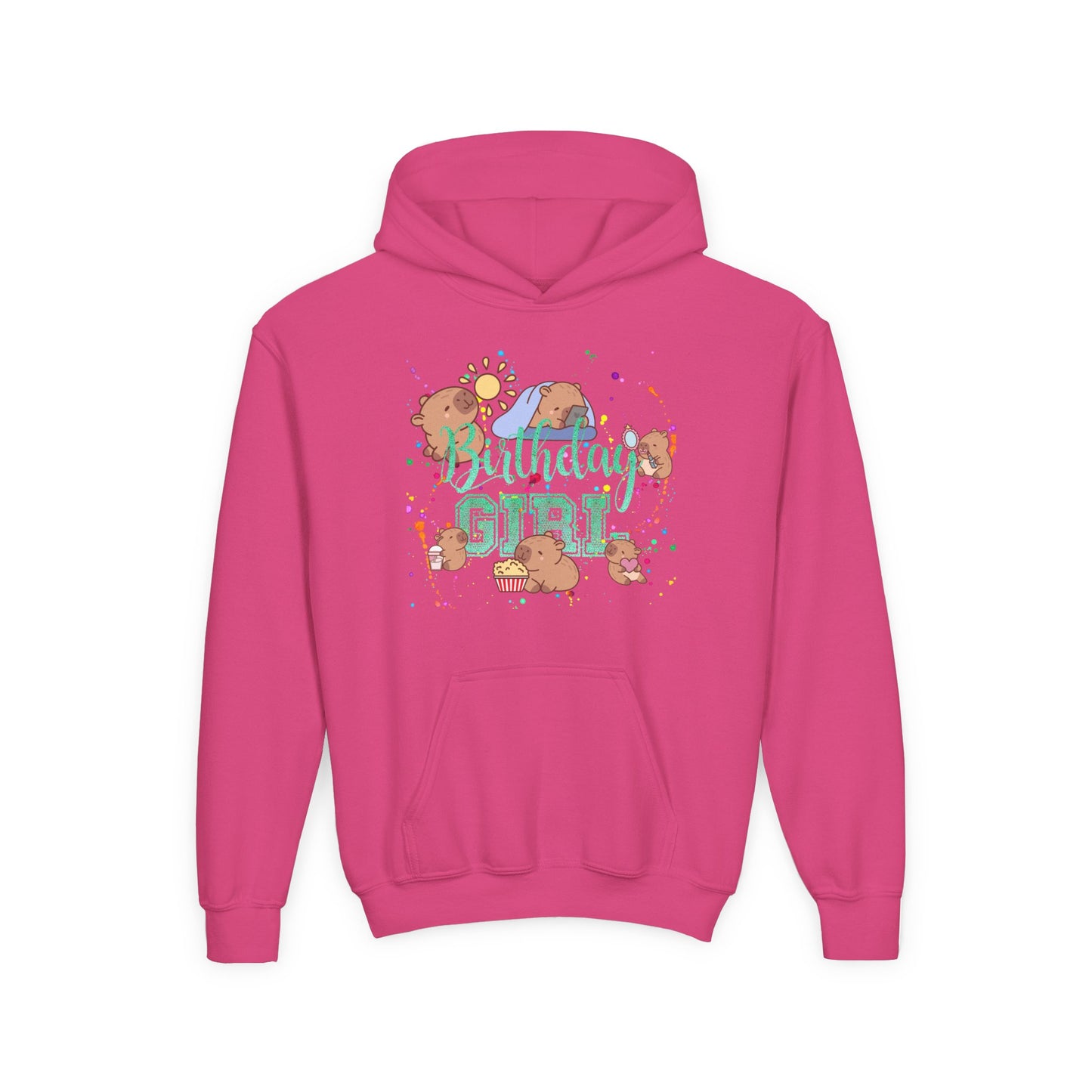 Cute Animal Girl Hoodie, Youth Sweatshirt for Girls, Fun Layer for Everyday, Birthday Gift, Cozy Winter Wear, Animal Lover Apparel