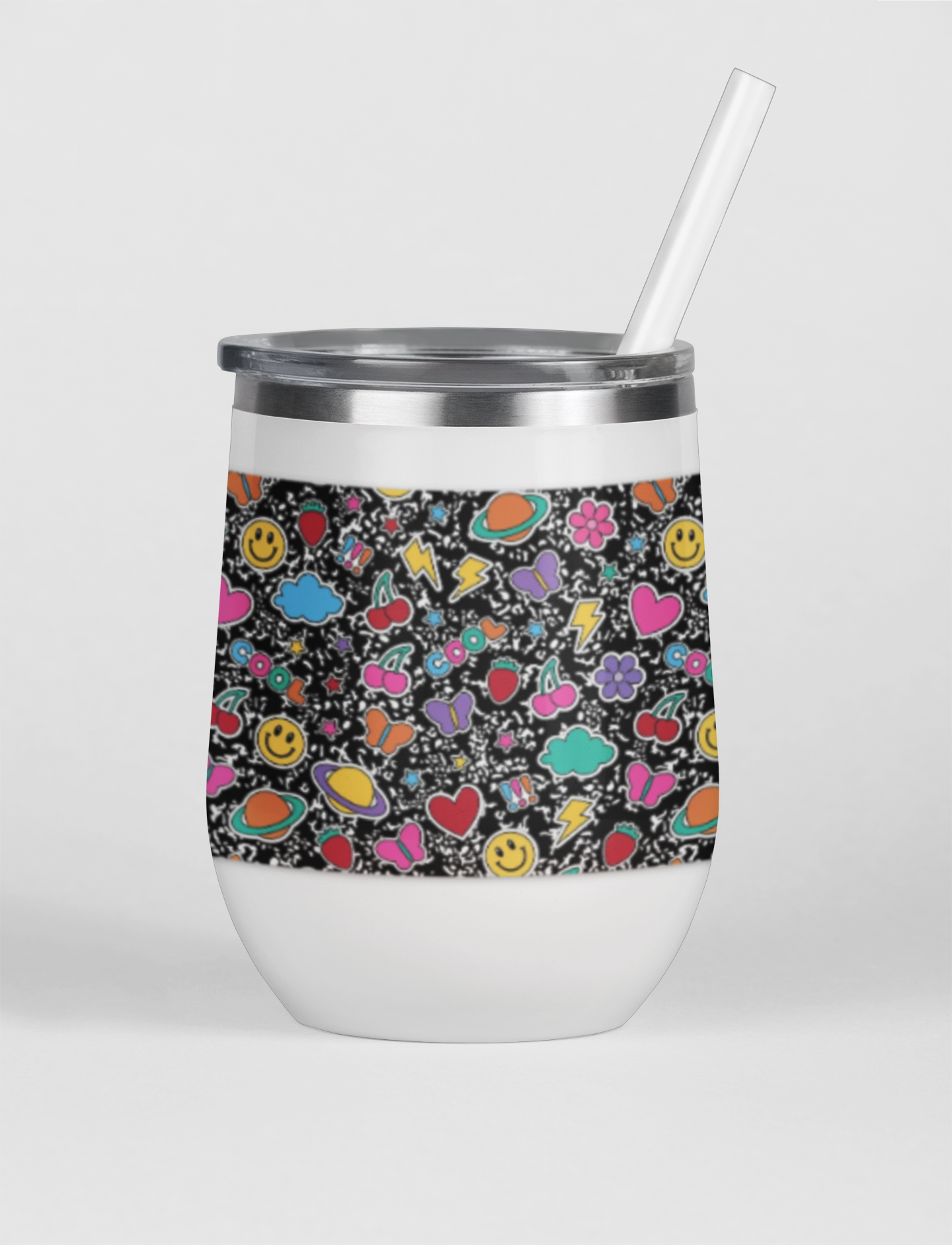 Chill Wine Tumbler, Fun Vibe Wine Cup, Colorful Travel Tumbler, Gift for Wine Lovers, Summer Picnic Essential