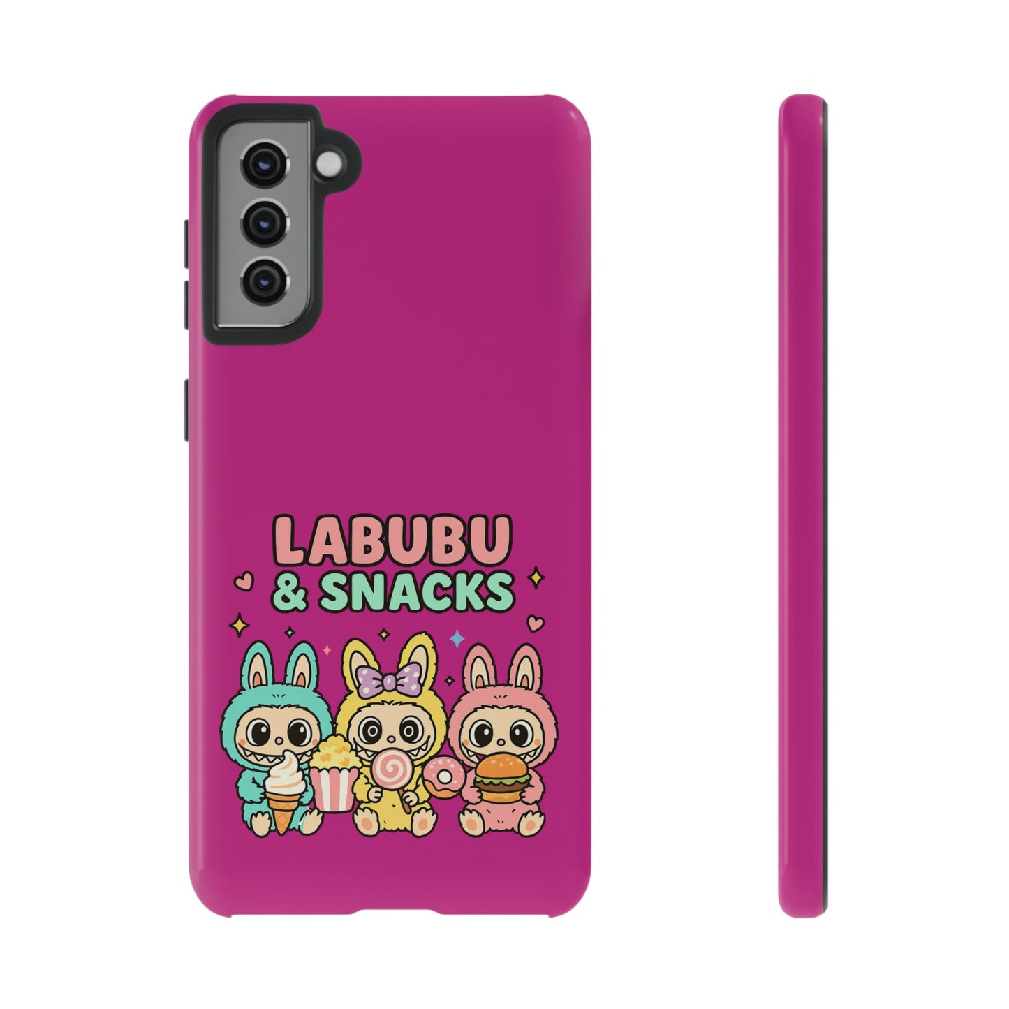 Cute Character Phone Case - Labubus & Snacks, Kawaii Accessories, Gift for Food Lovers, Fun Phone Cover, Cute Tech Gear