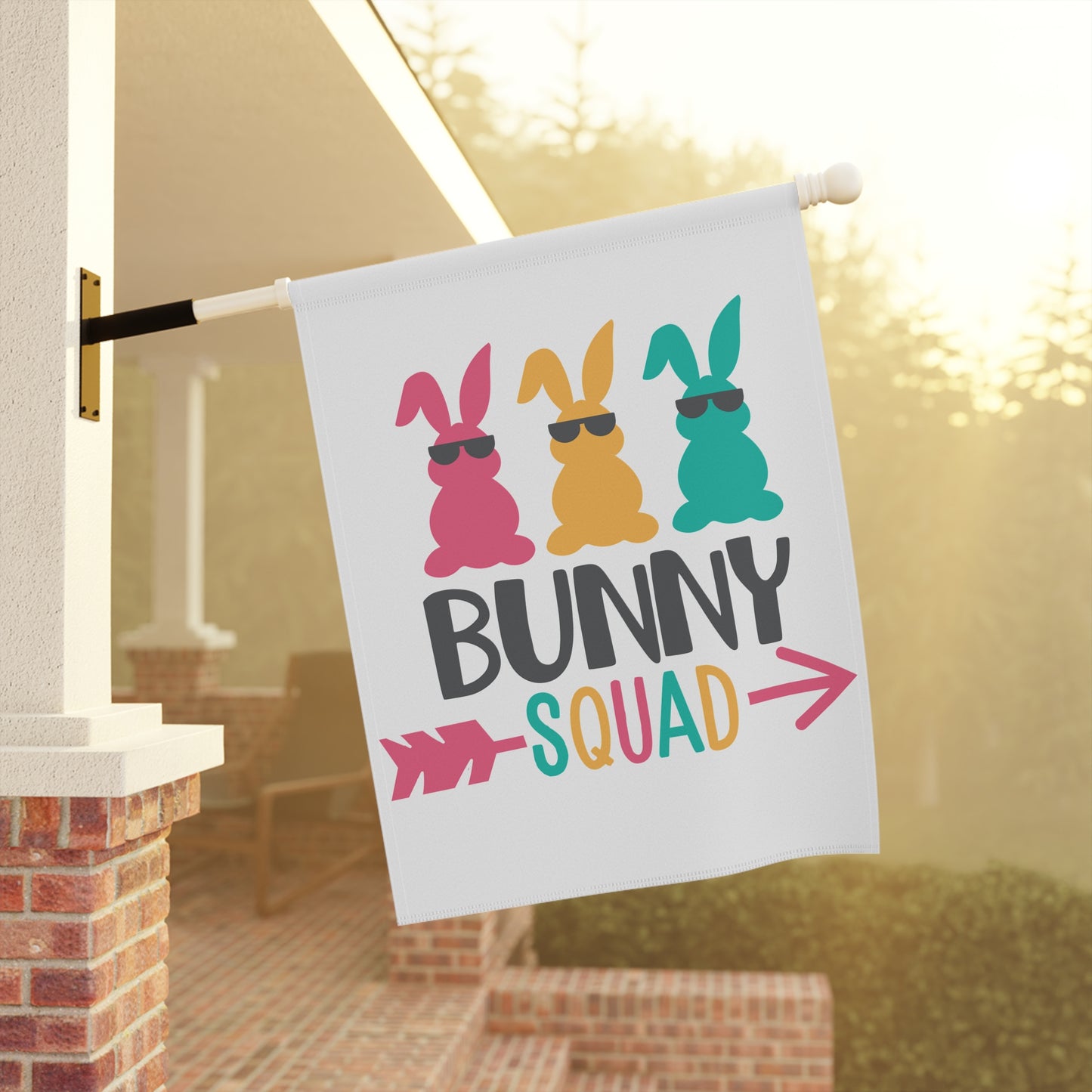 Bunny Squad Garden Banner, Funny Spring Decor, Easter Yard Sign, Outdoor Easter Decoration, Cute Garden Flag