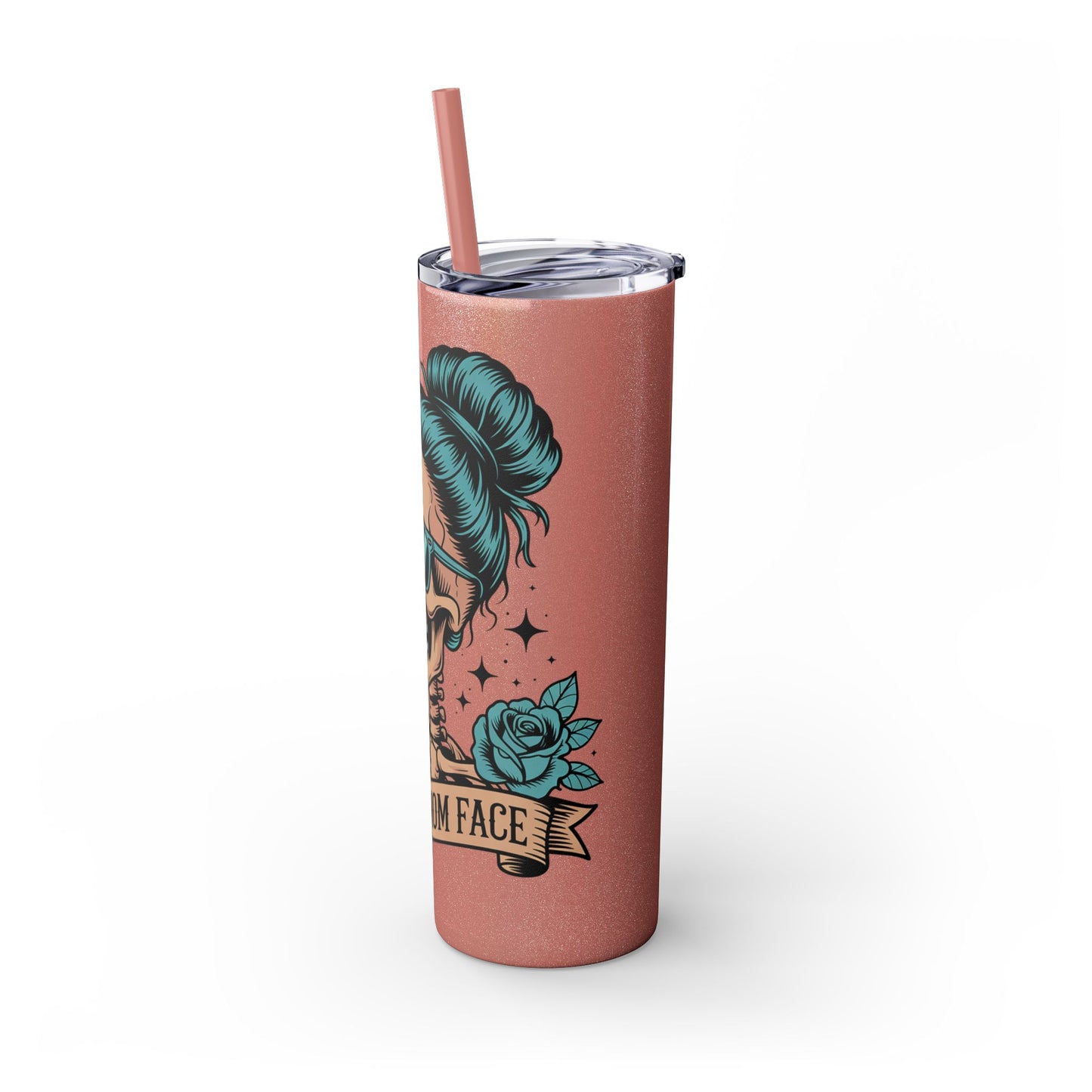 Funny Skull Mom Tumbler, Cool Gift for Moms, 20oz Skinny Cup, Unique Birthday Present, Trendy Drinkware for Halloween