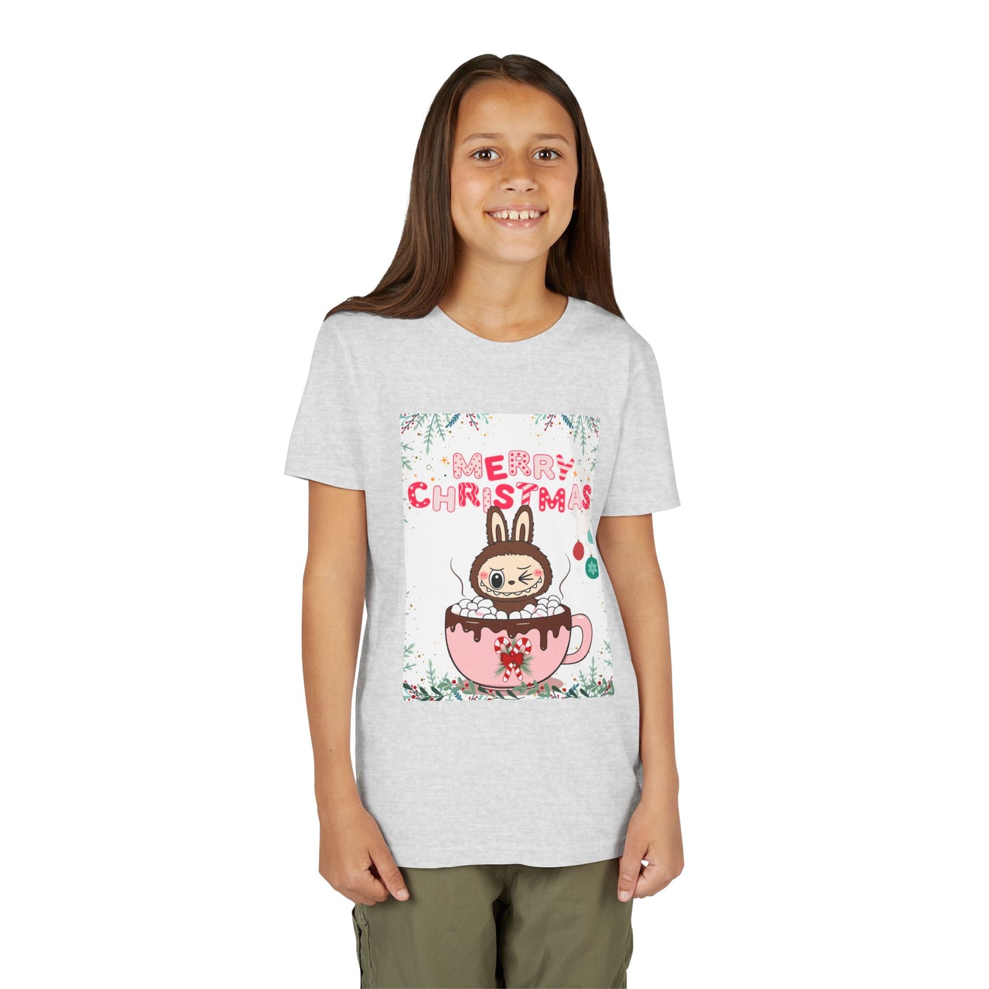 Christmas Bunny Youth Tee, Merry Christmas Shirt, Cute Holiday T-Shirt, Kids Christmas Apparel, Festive Youth Shirt