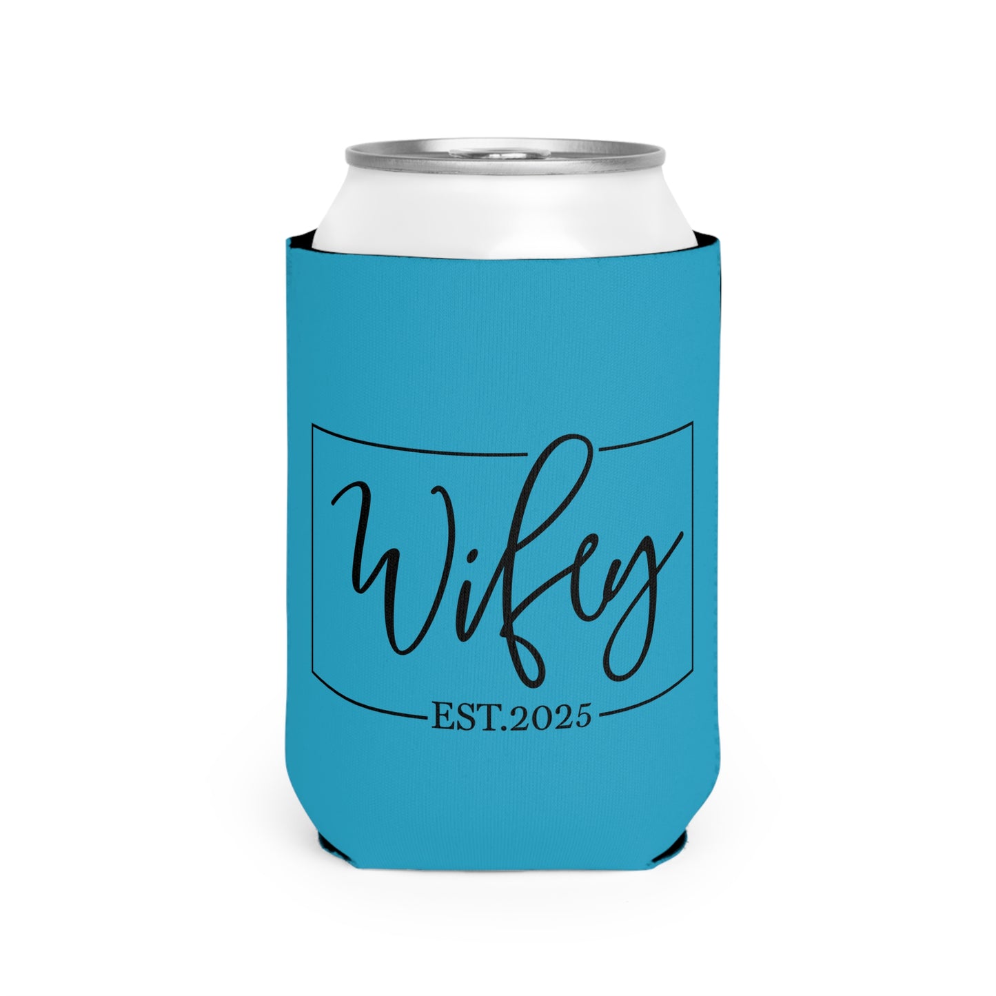 Personalized Can Cooler Sleeve - Wifey & Hubby Gifts for Newlyweds, Wedding Favors, Engagement Party, Fun Couple's Drinkware