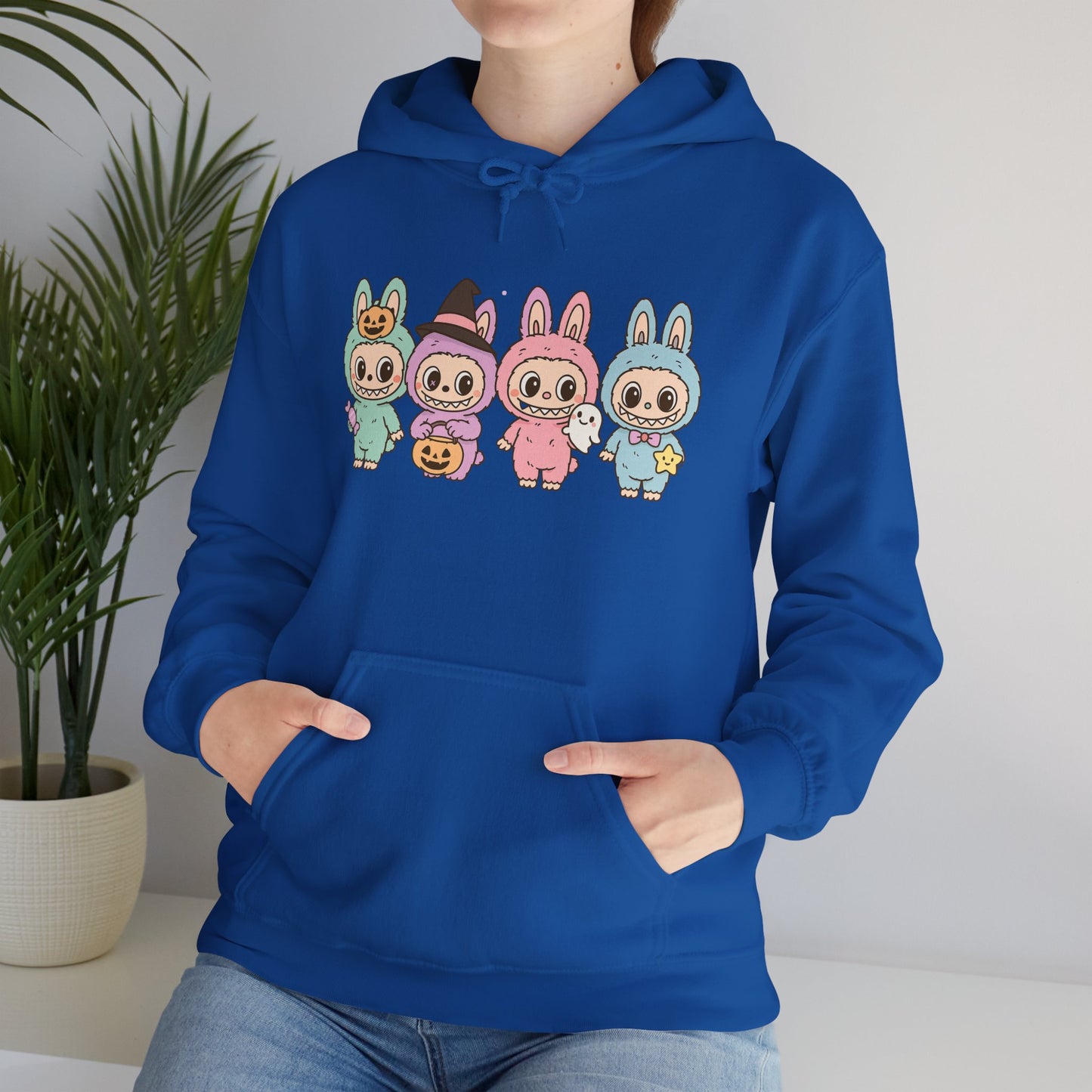 Cute Bunny-Themed Unisex Hoodie, Cozy Animal Sweatshirt for Halloween, Gift for Animal Lovers, Casual Cute Apparel, Funny Graphic Sweatshirt