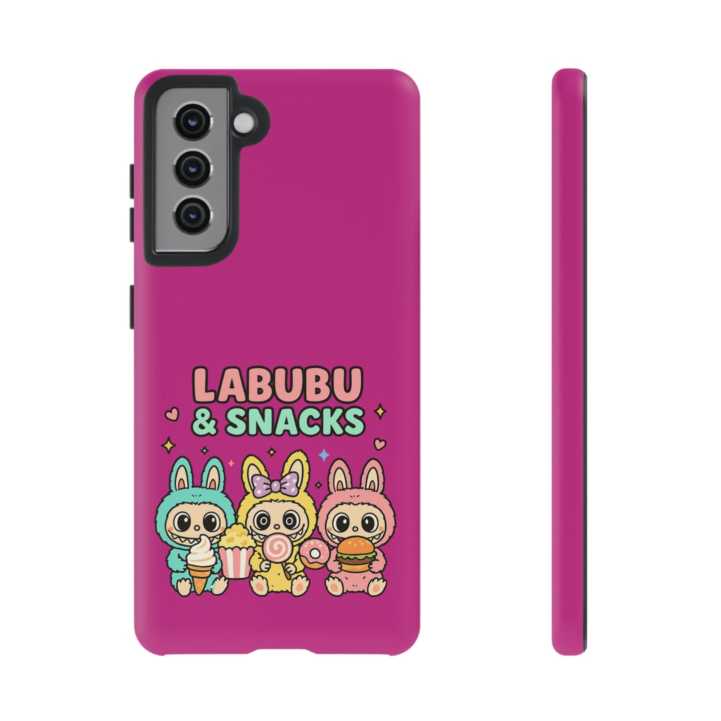 Cute Character Phone Case - Labubus & Snacks, Kawaii Accessories, Gift for Food Lovers, Fun Phone Cover, Cute Tech Gear