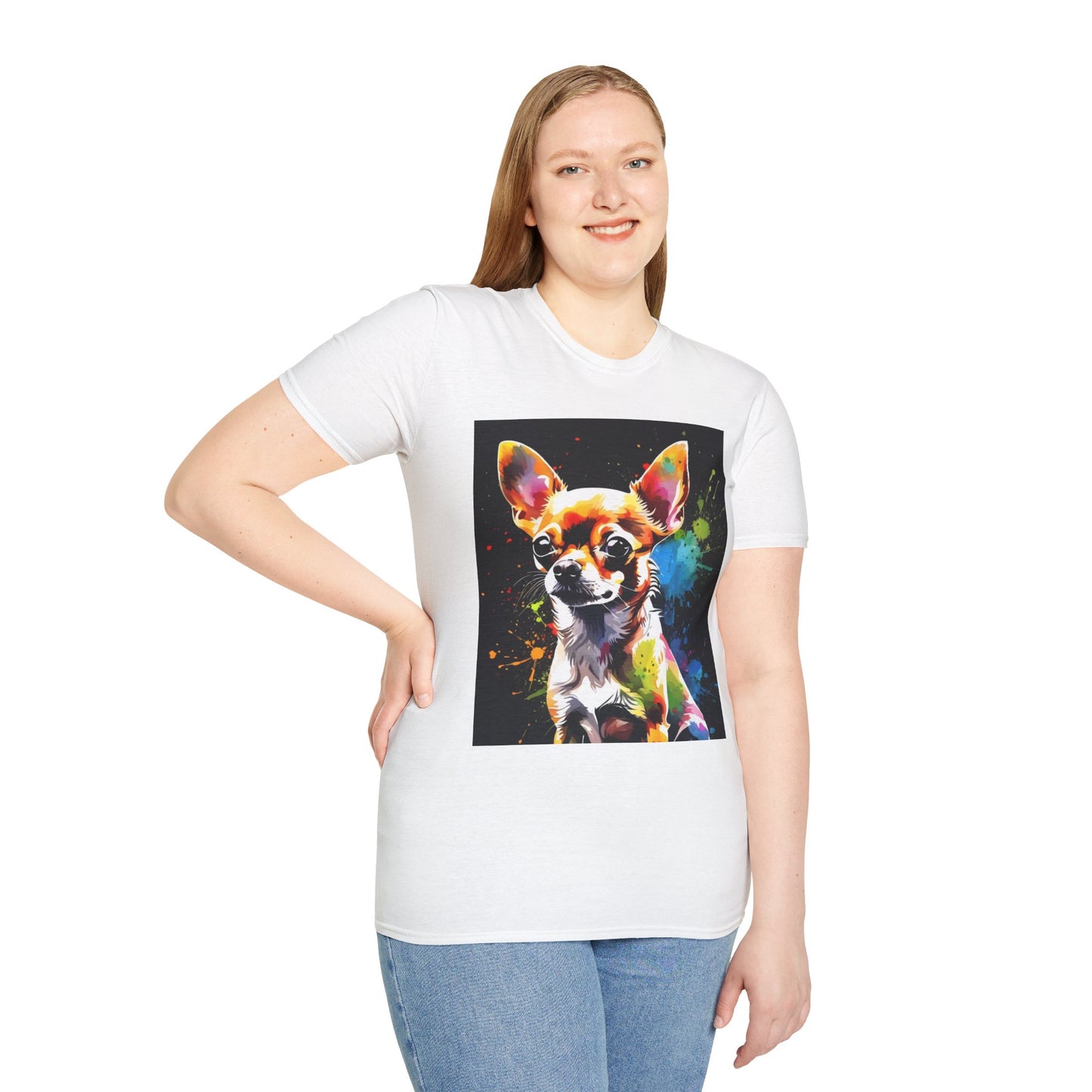 Colorful Chihuahua Art T-Shirt, Pet Lover Gift, Animal Lover Tee, Casual Wear, Unique Dog T-Shirt, Dog Mom Gift