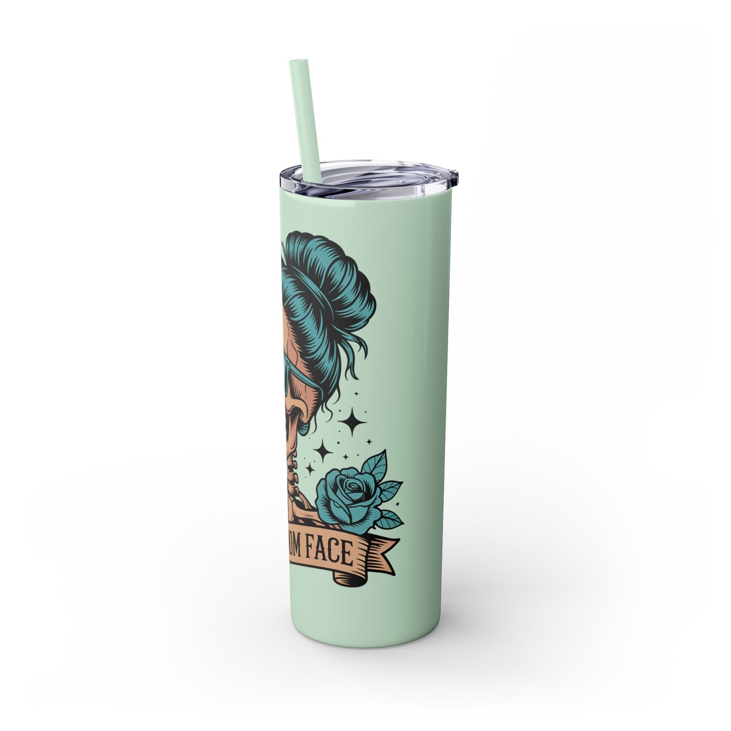 Funny Skull Mom Tumbler, Cool Gift for Moms, 20oz Skinny Cup, Unique Birthday Present, Trendy Drinkware for Halloween