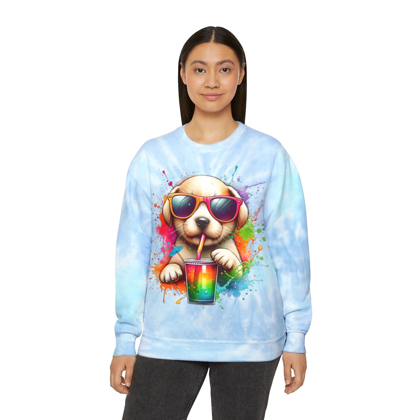 Colorful Tie-Dye Dog Lover Sweatshirt - Cozy Gift for Pet Owners, Perfect for Birthdays, Casual Outfits, Spring, Summer