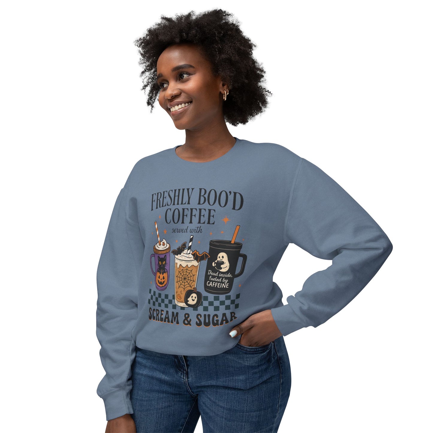 Halloween Coffee Sweatshirt, Unisex Halloween Crewneck, Scream & Sugar Sweater, Gift for Coffee Lovers, Fall Fashion